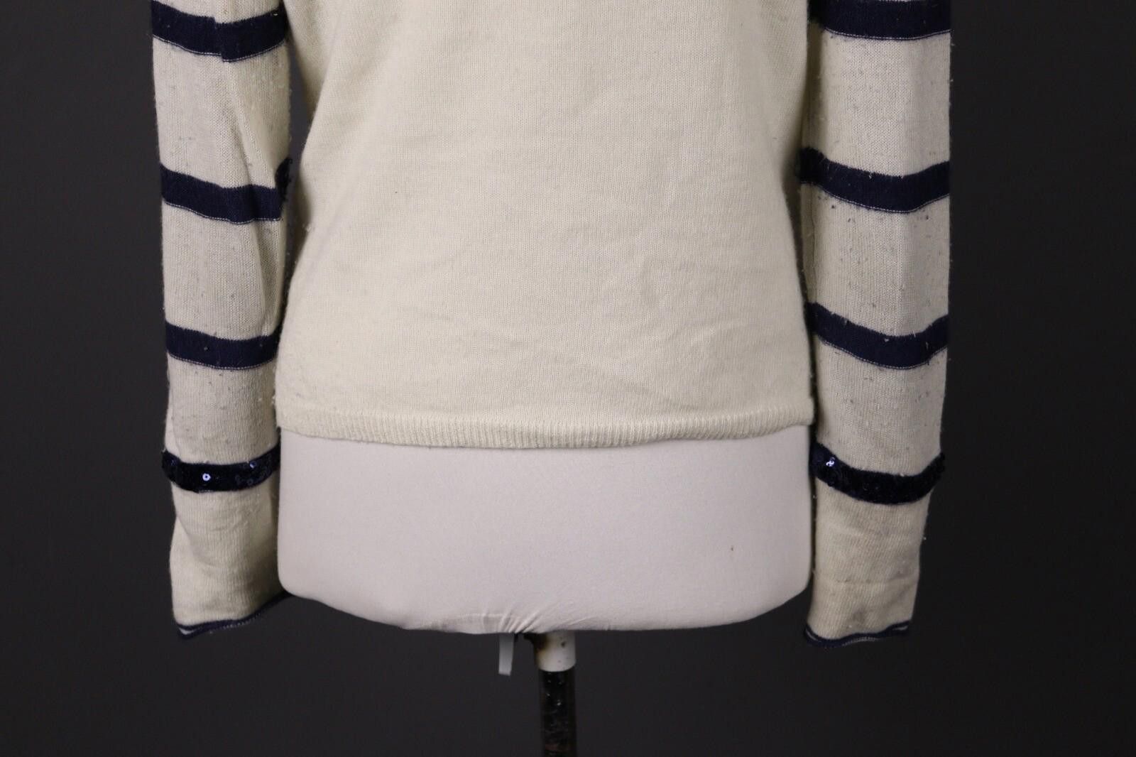 Designer Princess Goes Hollywood Ivory Stripe Wool Sweater Size 38 Size M / US 6-8 / IT 42-44 - 9 Thumbnail