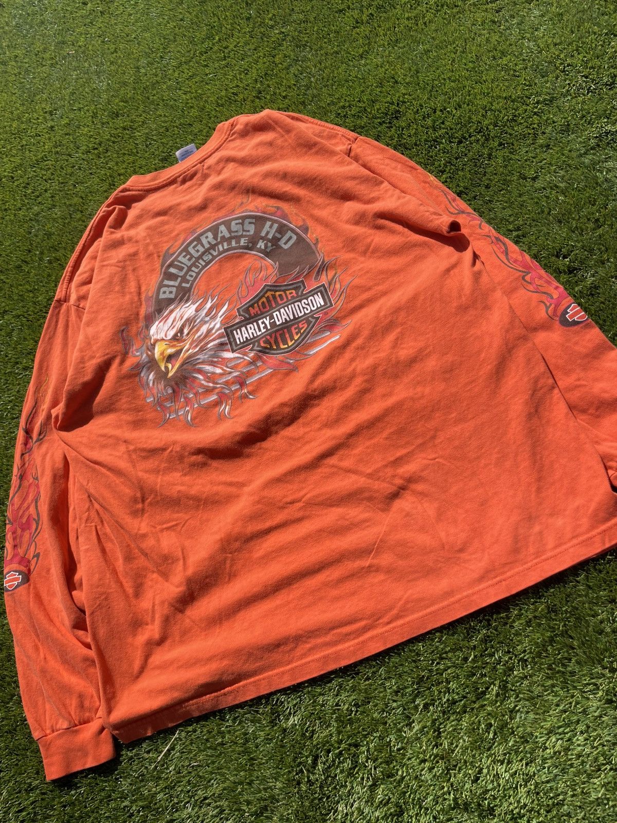 Harley Davidson Y2K HARLEY DAVIDSON FLAME SLEEVE TEE Size US XXL / EU 58 / 5 - 7 Thumbnail
