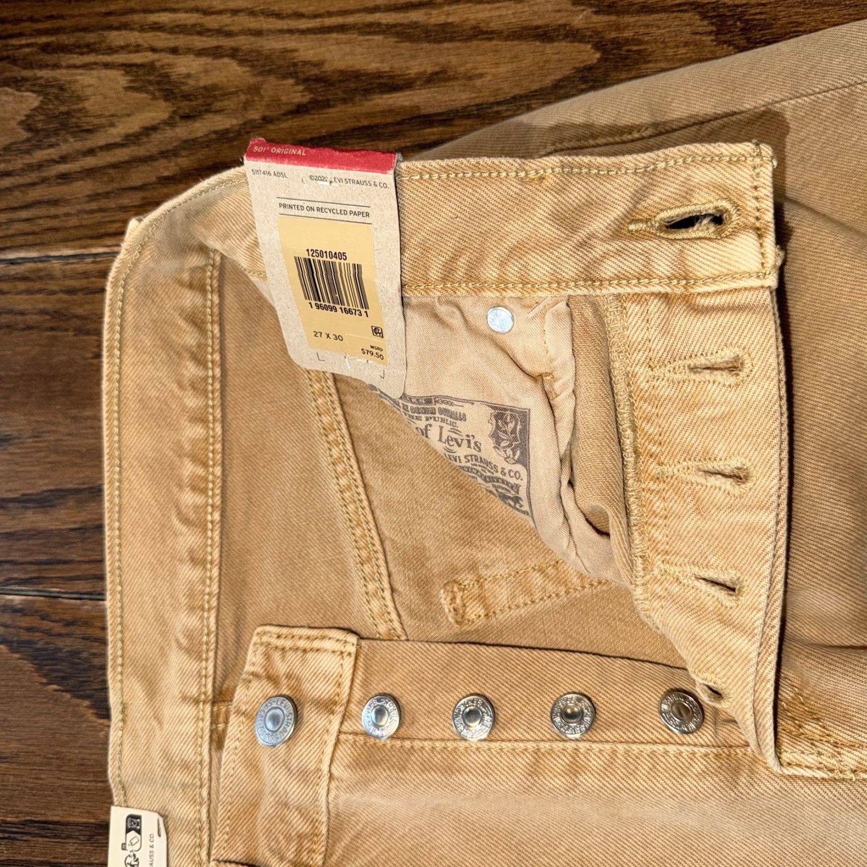 Levi's Levi's 501 Original Tan Button Fly Jeans Men’s 27X30 New with tags Size US 27 - 4 Thumbnail