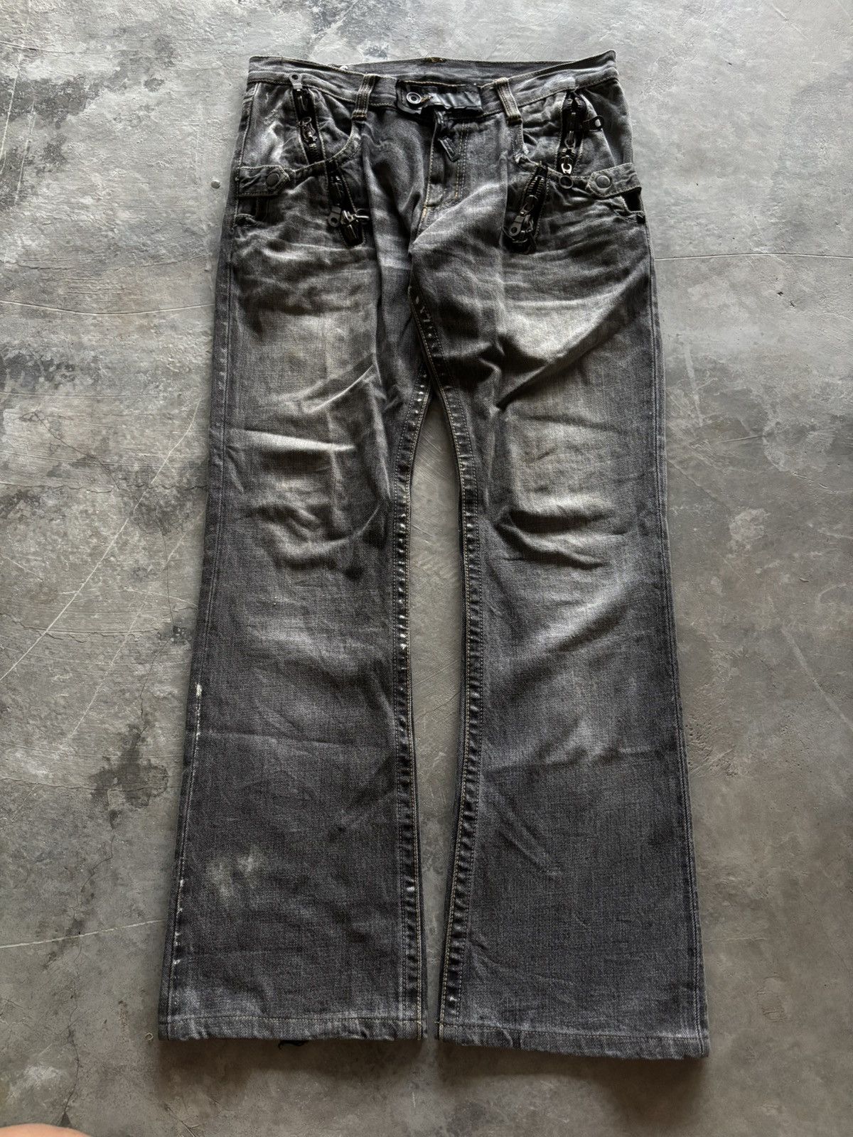 【入手困難】semanticdesign flare denim y2k semanticdesign Semantic Design Tri-Zip Distressed Bootcut