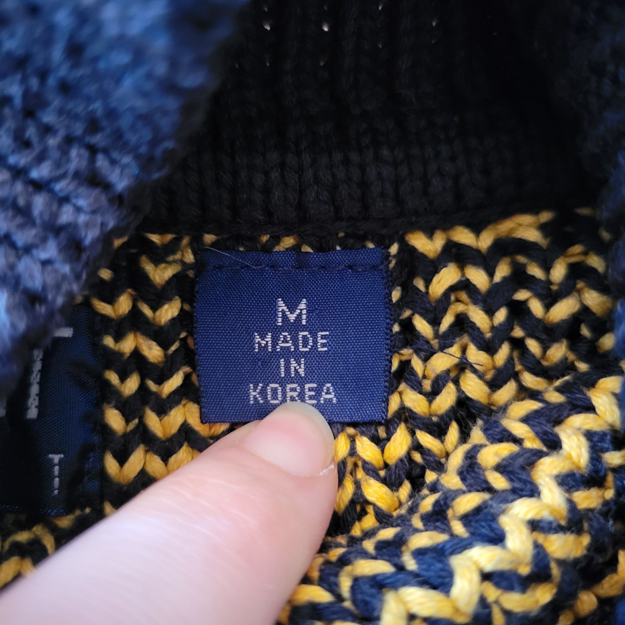 Esprit Vintage Esprit Sport Yellow Navy Blue Geometric Knit Cotton Size US M / EU 48-50 / 2 - 3 Thumbnail