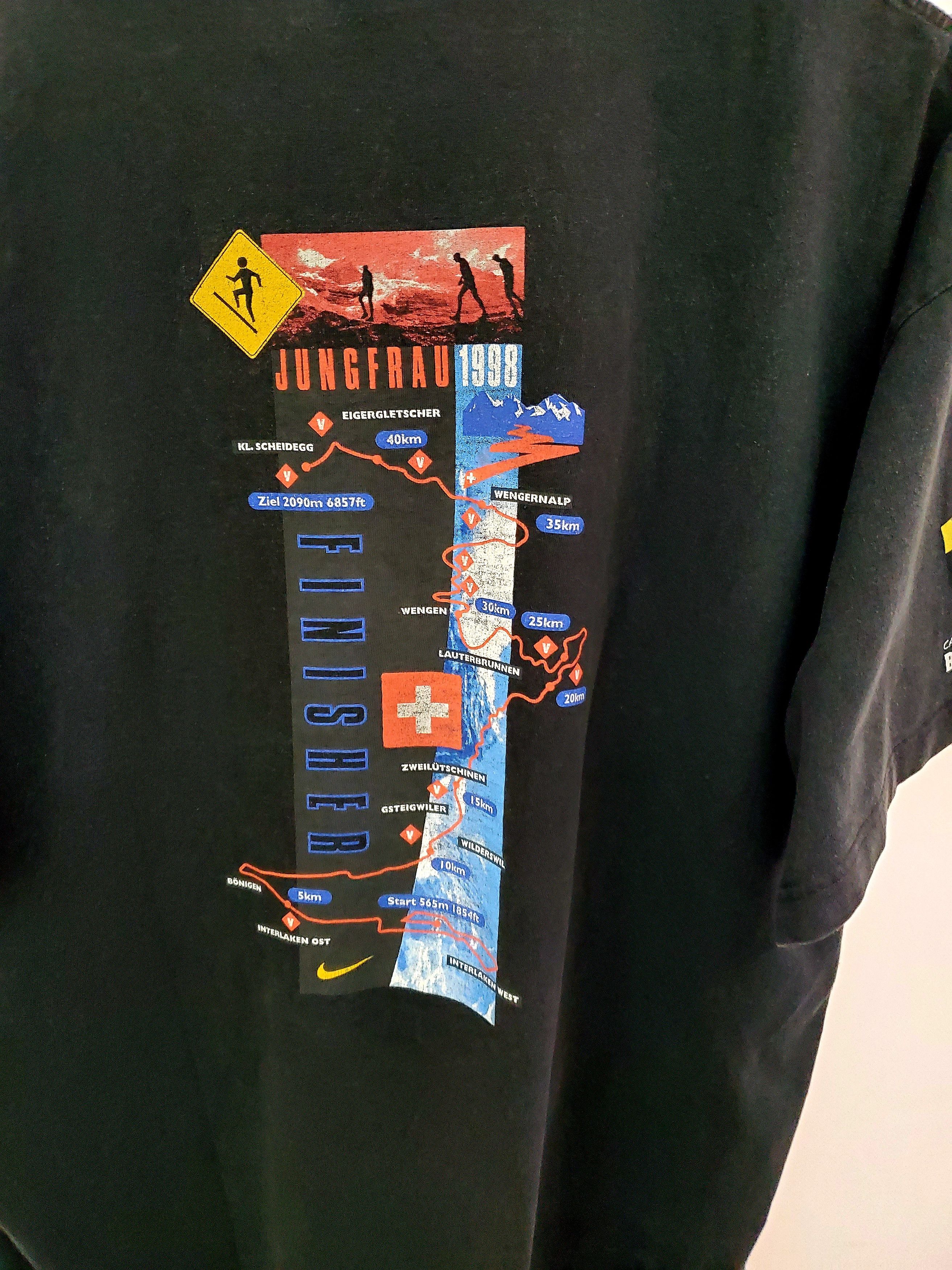Nike × Vintage Nike Vintage 90s Rare T-Shirt Jungfrau Marathon size Xl Size US XL / EU 56 / 4 - 4 Thumbnail