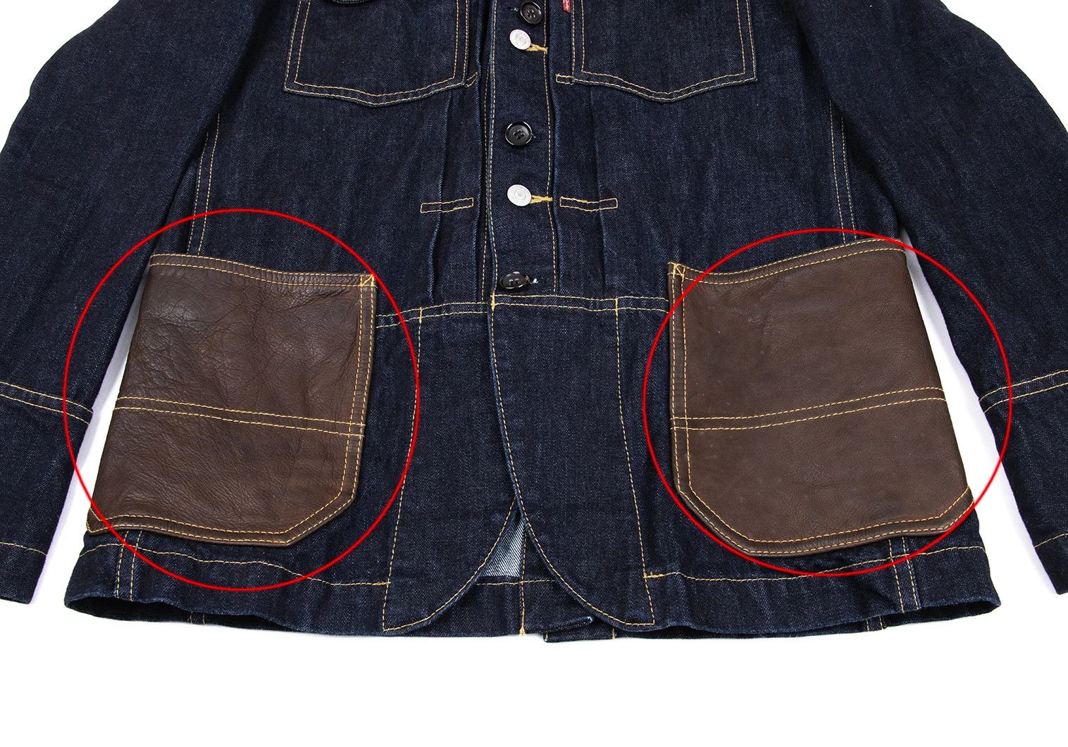 Junya Watanabe Indigo Denim Jacket with Leather Patch Pocket, Size M Size US M / EU 48-50 / 2 - 10 Thumbnail