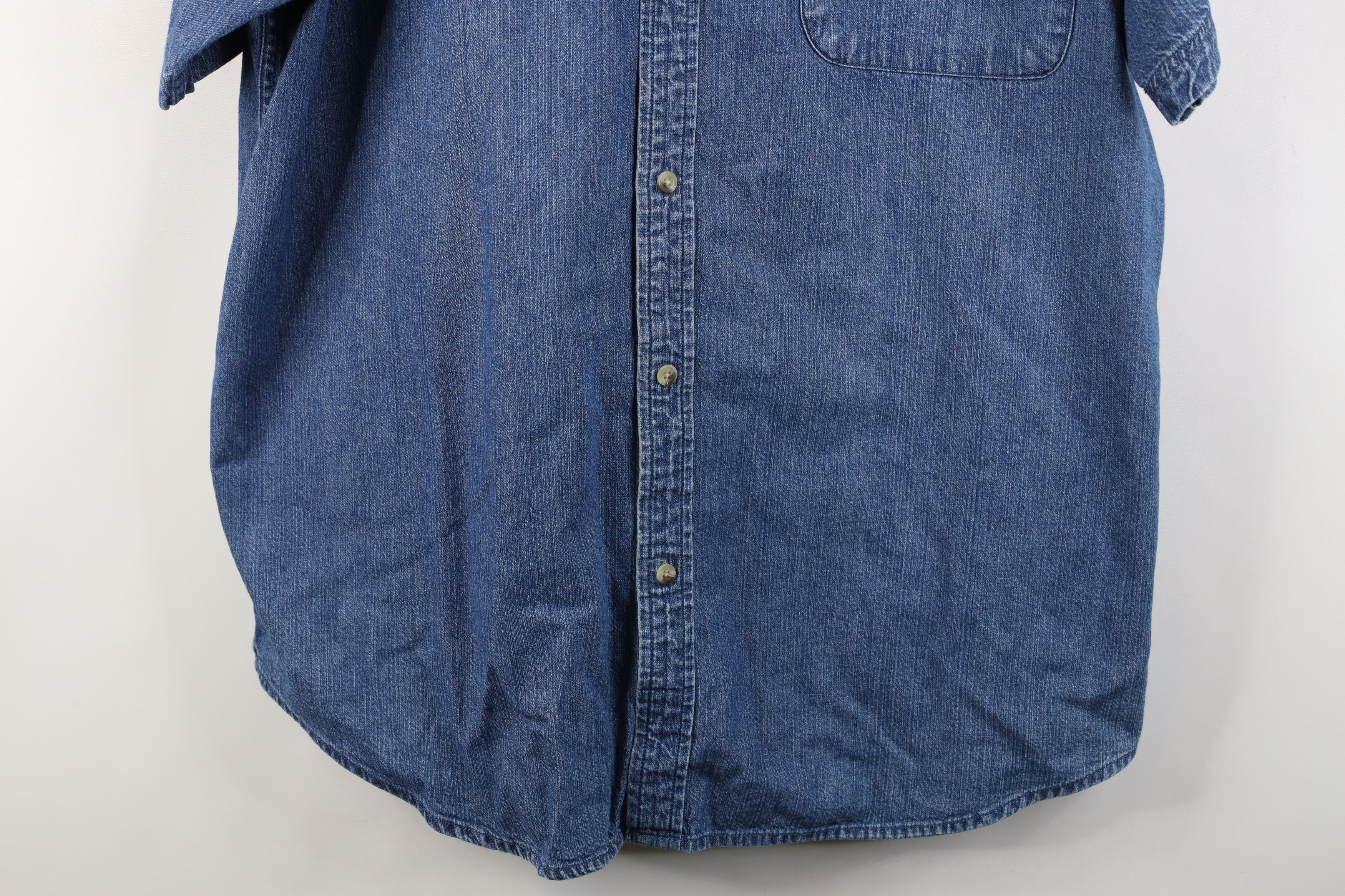 Vintage Vintage 90s Streetwear Short Sleeve Collared Denim Shirt Size US XL / EU 56 / 4 - 3 Thumbnail
