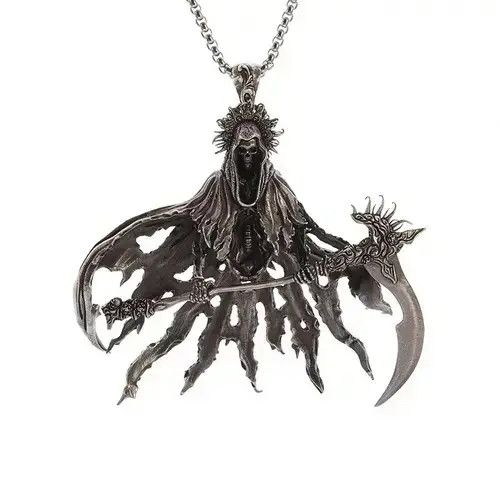 Archival Clothing x Jewelry Gothic Vintage Skeleton Necklace in Silver, Men's