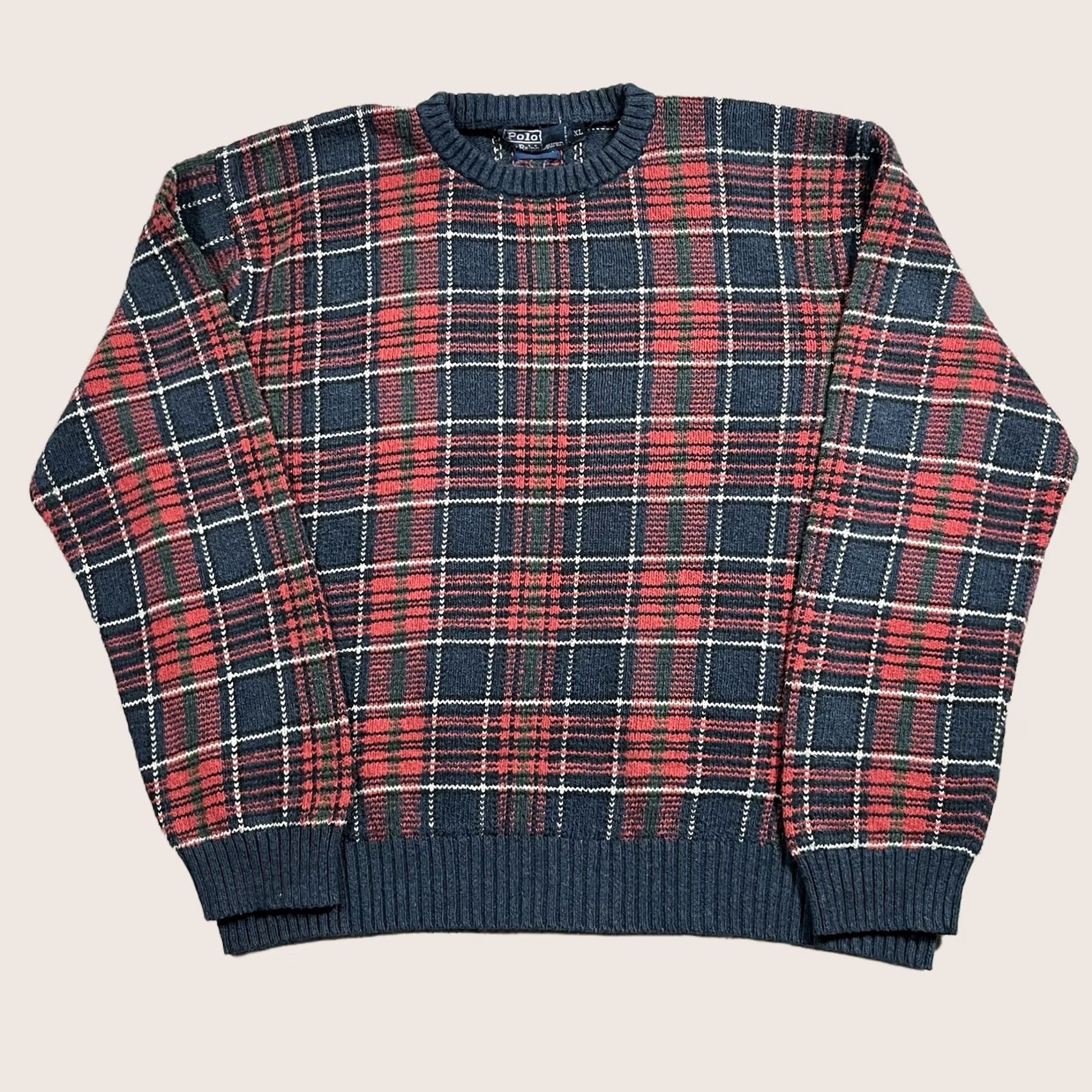Polo Ralph Lauren Polo Ralph Lauren Sweater Mens XL Plaid Knit Long Sleeve Cotton Crewneck VTG 90s Size US XL / EU 56 / 4 - 1 Thumbnail