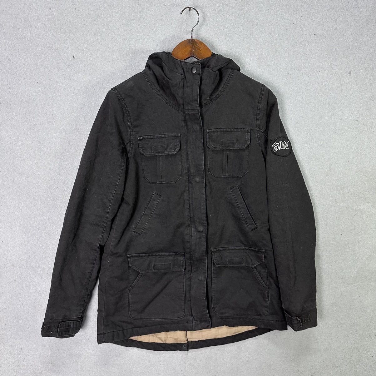 Stussy Vintage Stussy Hooded Jacket Sherpa Lined Black Workwear Size US S / EU 44-46 / 1 - 1 Thumbnail
