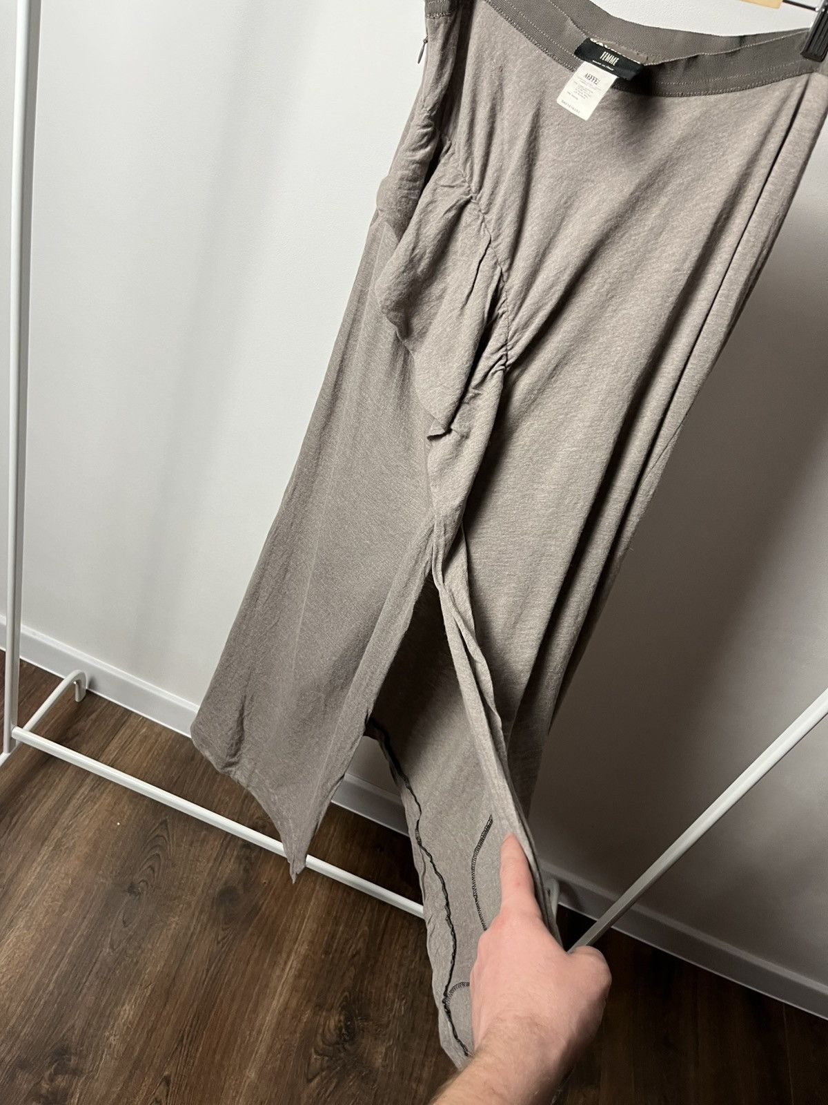 Jean Paul Gaultier × Vintage Jean Paul Gaultier Femme taupe maxi draped wool skirt Size 30" / US 8 / IT 44 - 12 Thumbnail