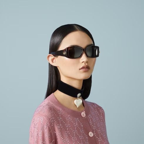 Gucci NEW Gucci GG1403S 002 Brown Unisex Rectangle Sunglasses Size ONE SIZE - 9 Thumbnail