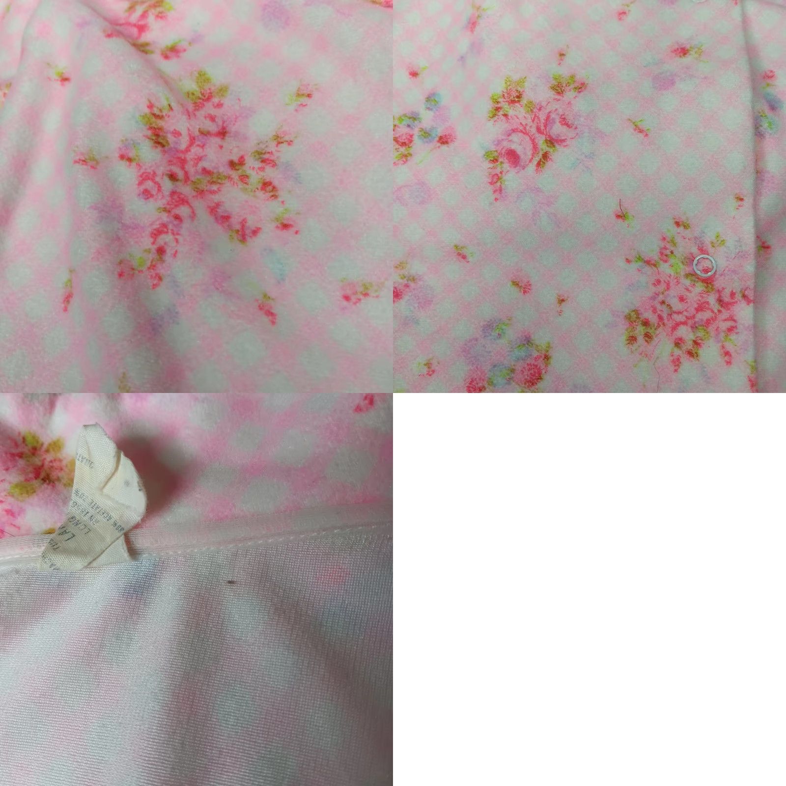 Pinko VINTAGE Philmaid Robe House Coat Large Pink Floral Gingham Lace Snap Grannycore Size ONE SIZE - 9 Thumbnail