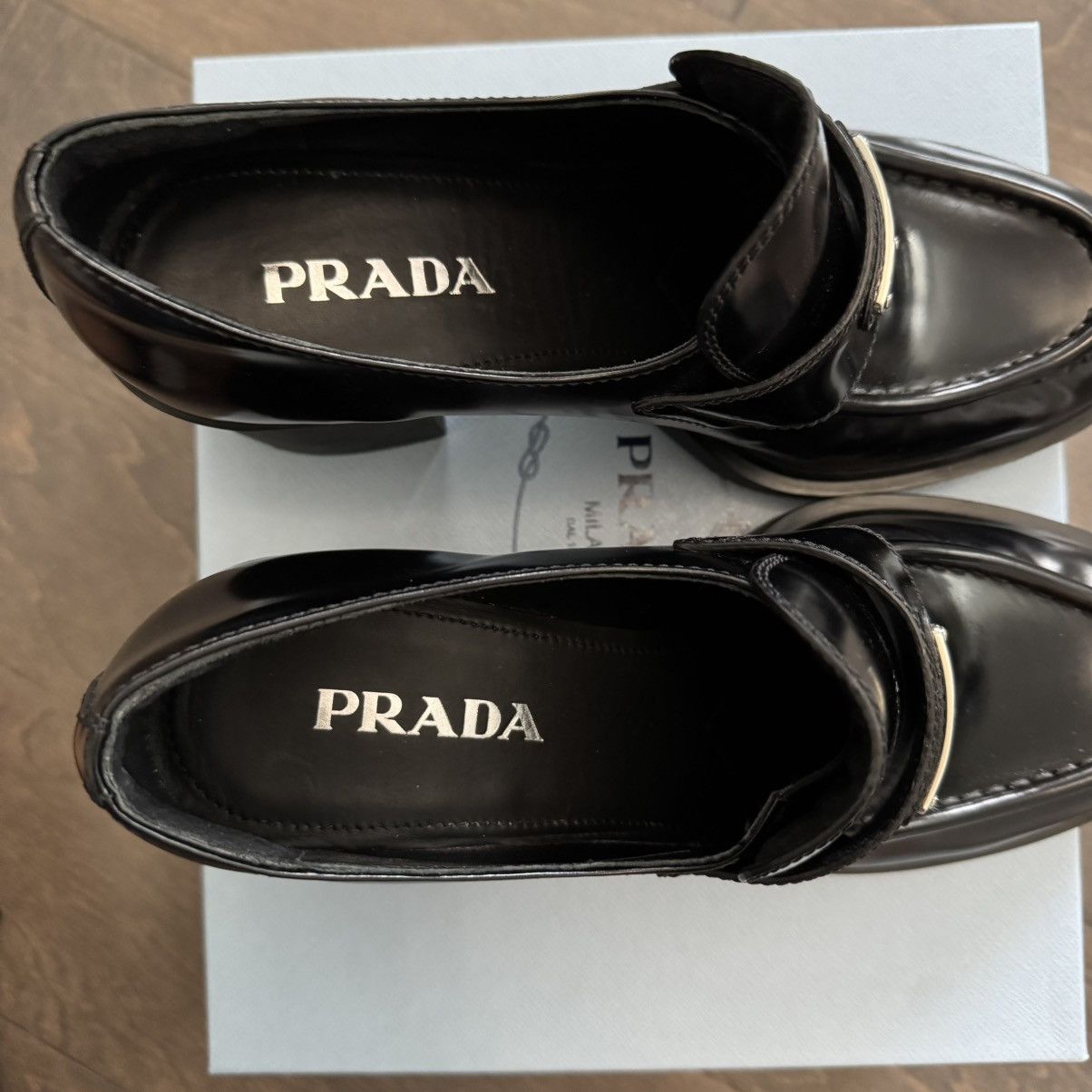 Prada Prada Brushed Leather Heeled Loafers Size US 10 / IT 40 - 7 Thumbnail