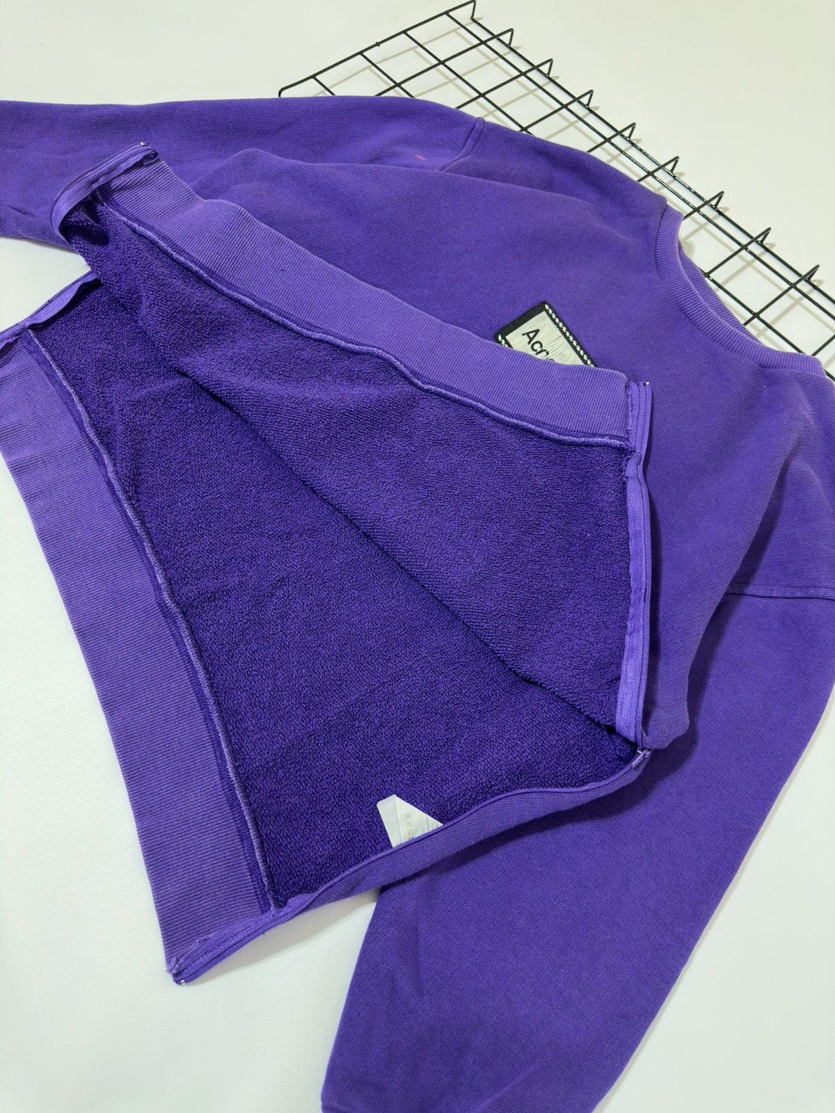 Acne Studios Distressed Logo Oversized Sweatshirt Purple