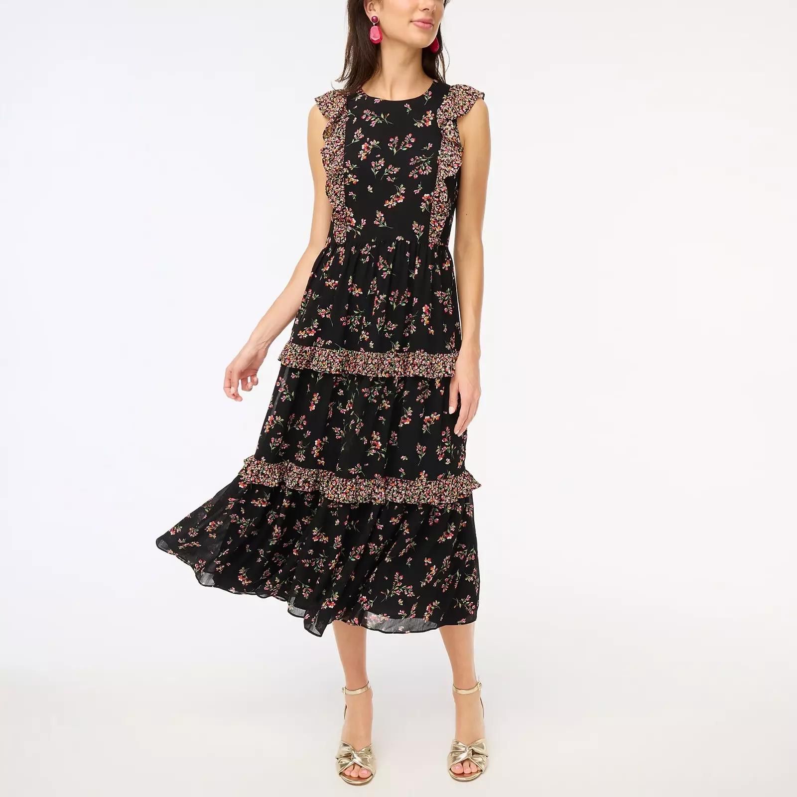 J.Crew J.Crew Floral Ruffle Maxi Dress Size S / US 4 / IT 40 - 1 Thumbnail