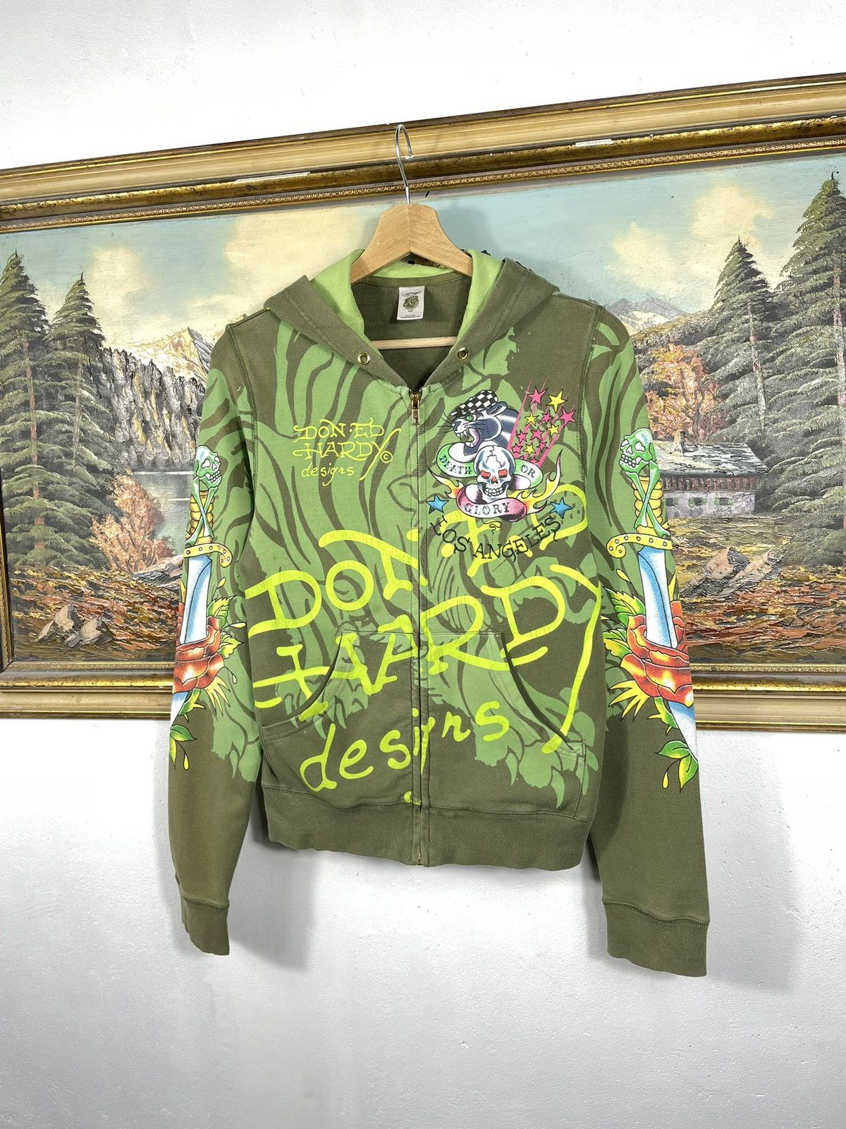 Christian Audigier Ed Hardy Retro 00s Hoodie With Crystals Affliction Grunge Size S / US 4 / IT 40 - 3 Thumbnail