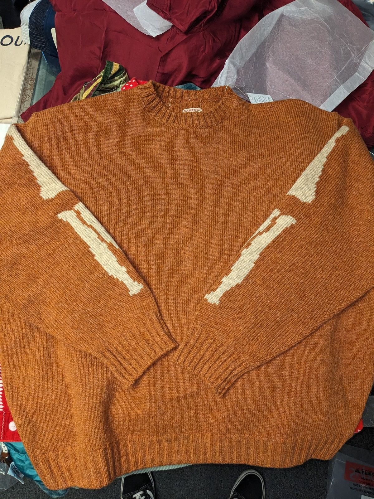 Kapital Kountry Kapital 5G Cotton Knit Bone Crew Sweater Brown Size 1 Size US S / EU 44-46 / 1 - 8 Thumbnail
