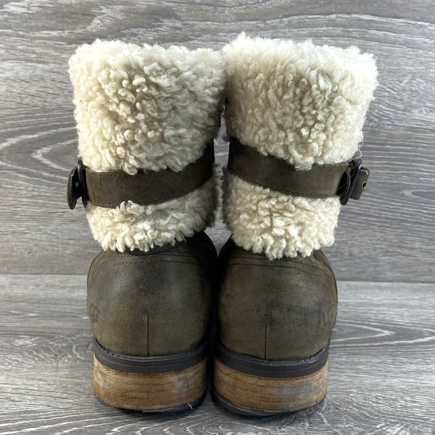 Ugg UGG Boots Womens 10 Blayre II Sherpa Lined Ankle Moto Brown Leather Side Zip Boots - UGG Blayre II Brown Leather Side Zip Womens 10 Size US 9 / IT 39 - 6 Thumbnail