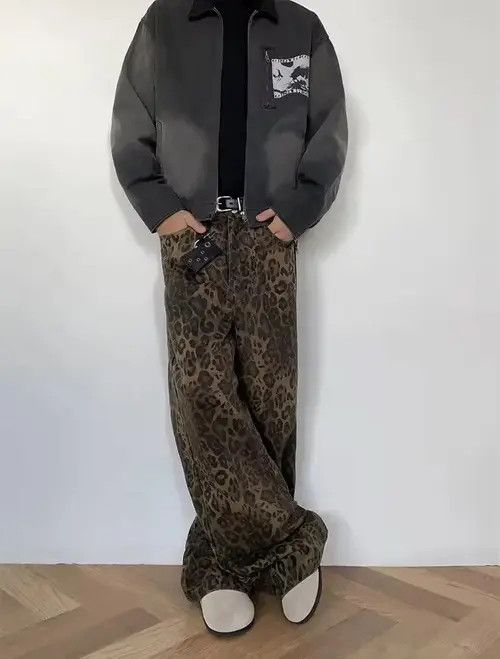 Japanese Brand × Jean Vintage Brown Leopard Print Straight Leg Jeans Size US 32 / EU 48 - 4 Thumbnail