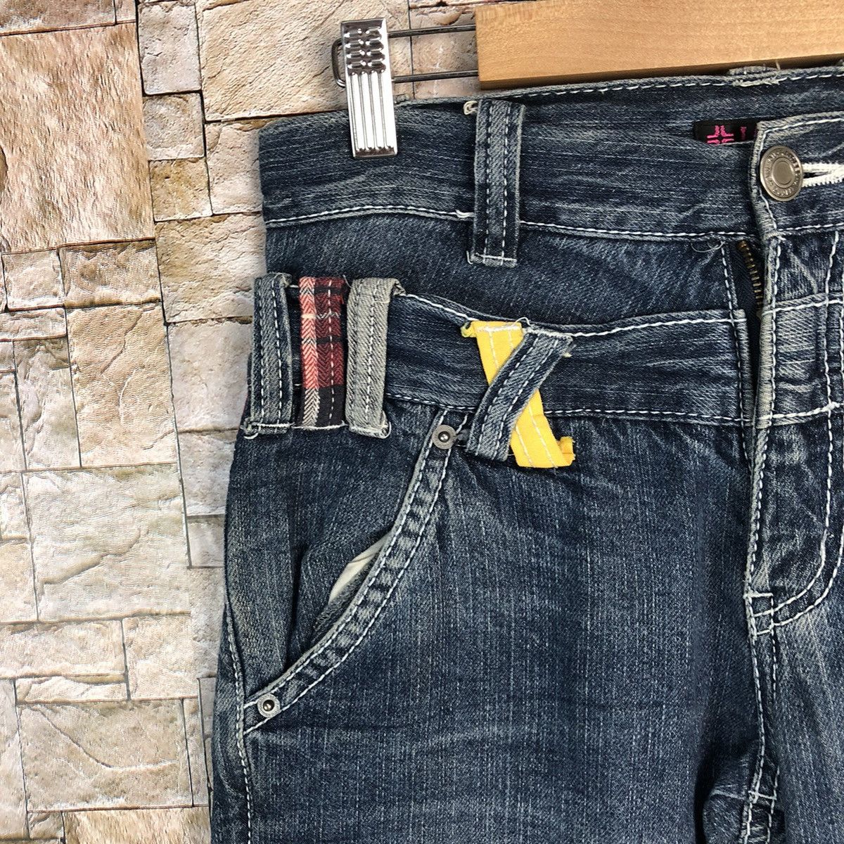 Japanese Brand Lang Rock Blue Double Waist Blue Denim Pants #A447 Size US 28 / EU 44 - 8 Thumbnail