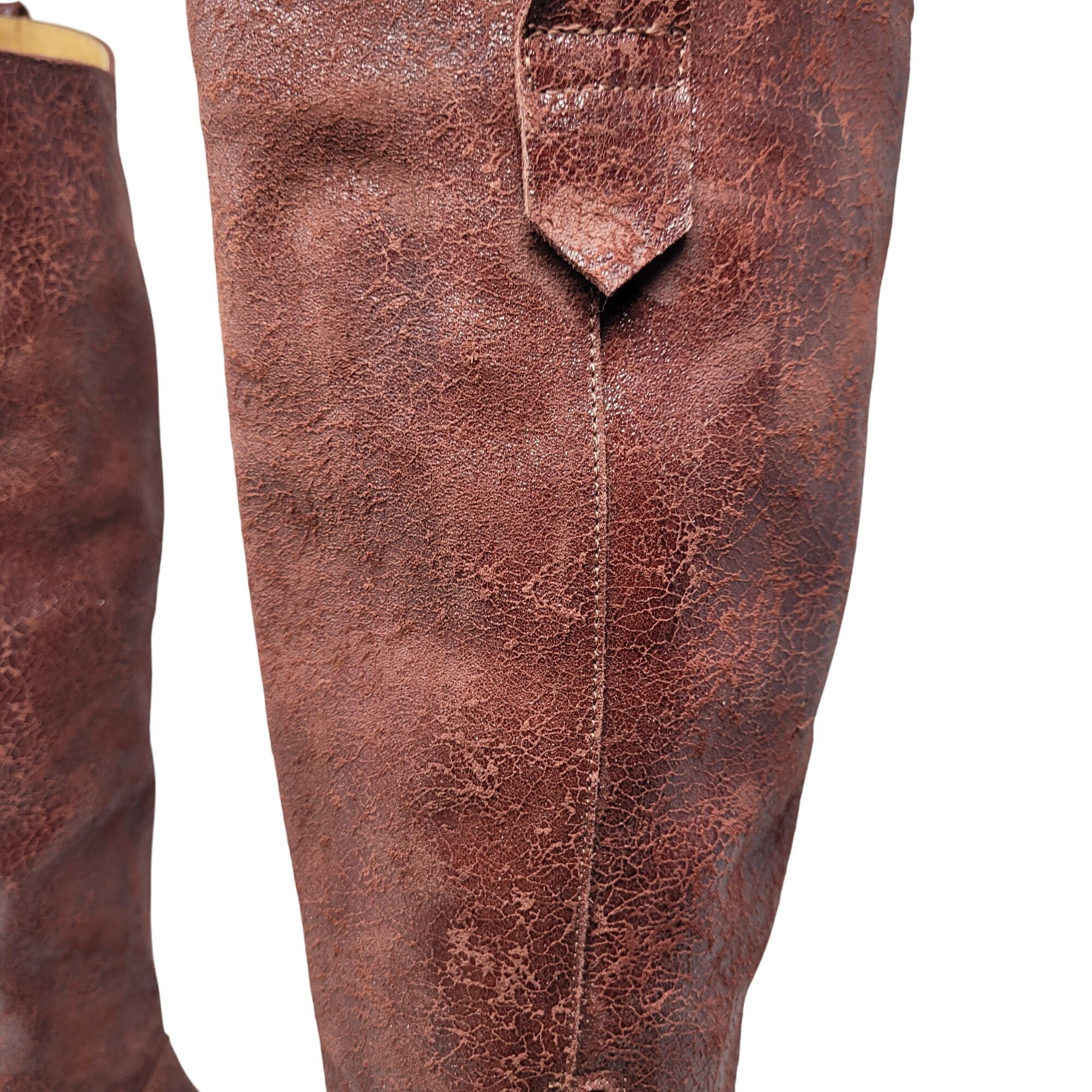 Vintage Veracruz Tala Crackle Boots Sz 37 Tall Distressed Leather Ox Size US 7 / IT 37 - 9 Thumbnail