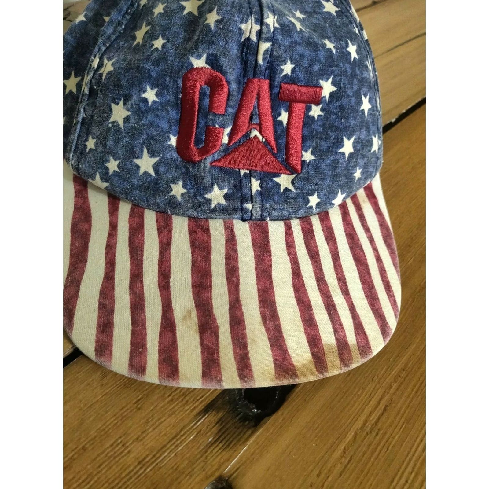 Vintage Vintage CAT Caterpillar Snapback Farm Hat Cap - USA Flag American Design Size ONE SIZE - 2 Thumbnail