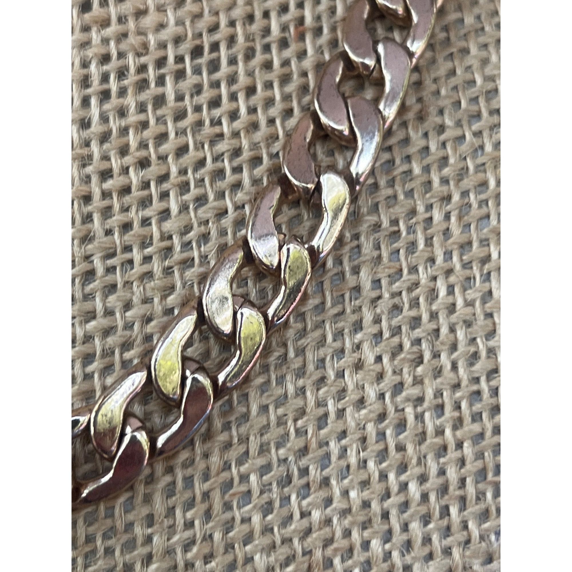Other Vintage Gold Tone Cuban Chain Necklace Flat Unisex Lobster C Size ONE SIZE - 2 Thumbnail