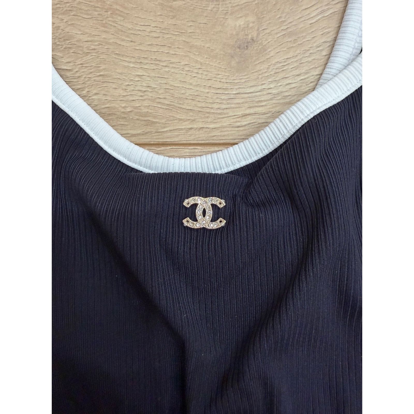 Chanel Chanel 22S Black White Crystal CC Logo Bikini Swimsuit 38 Size S / US 4 / IT 40 - 4 Thumbnail