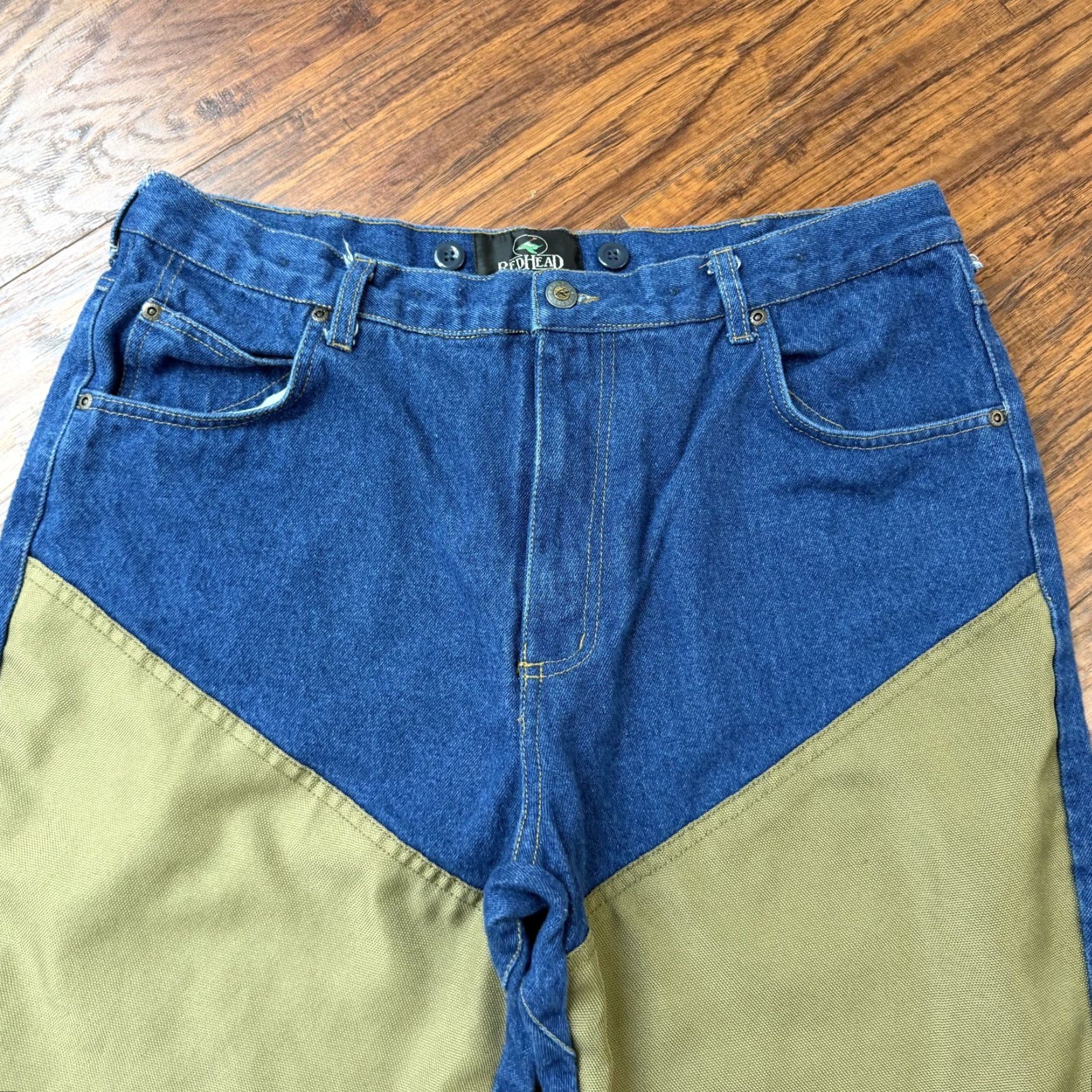 Denime RedHead Jeans Mens 36 Brush Guard Briar Field Suspender Buttons Hunting Denim Shirt? Size US 34 / EU 50 - 2 Thumbnail