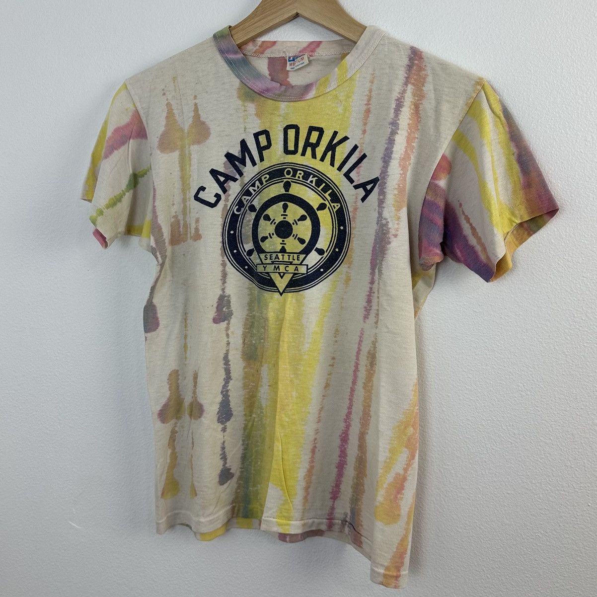 Champion × Vintage Vintage 1970s Champion Blue Bar T Shirt M YMCA Camp Tie Dye Size US M / EU 48-50 / 2 - 2 Thumbnail