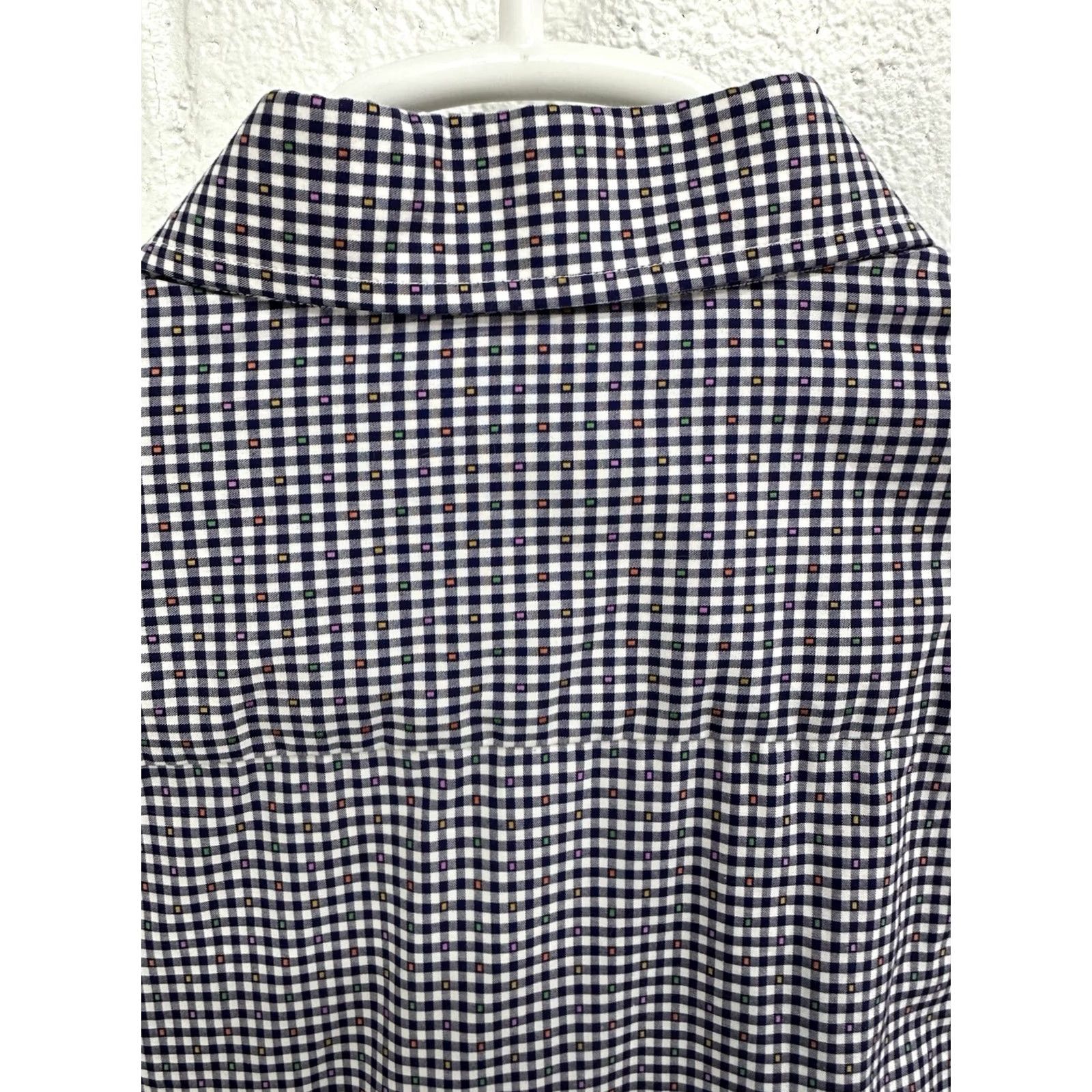 Eton Eton Slim White Gingham Rainbow Polka Dot L/S Button Shirt XL Size 46R - 5 Thumbnail