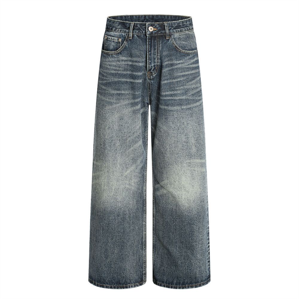 Japanese Brand Punk-style washed distressed loose wide-leg jeans for men Size US 32 / EU 48 - 1 Thumbnail