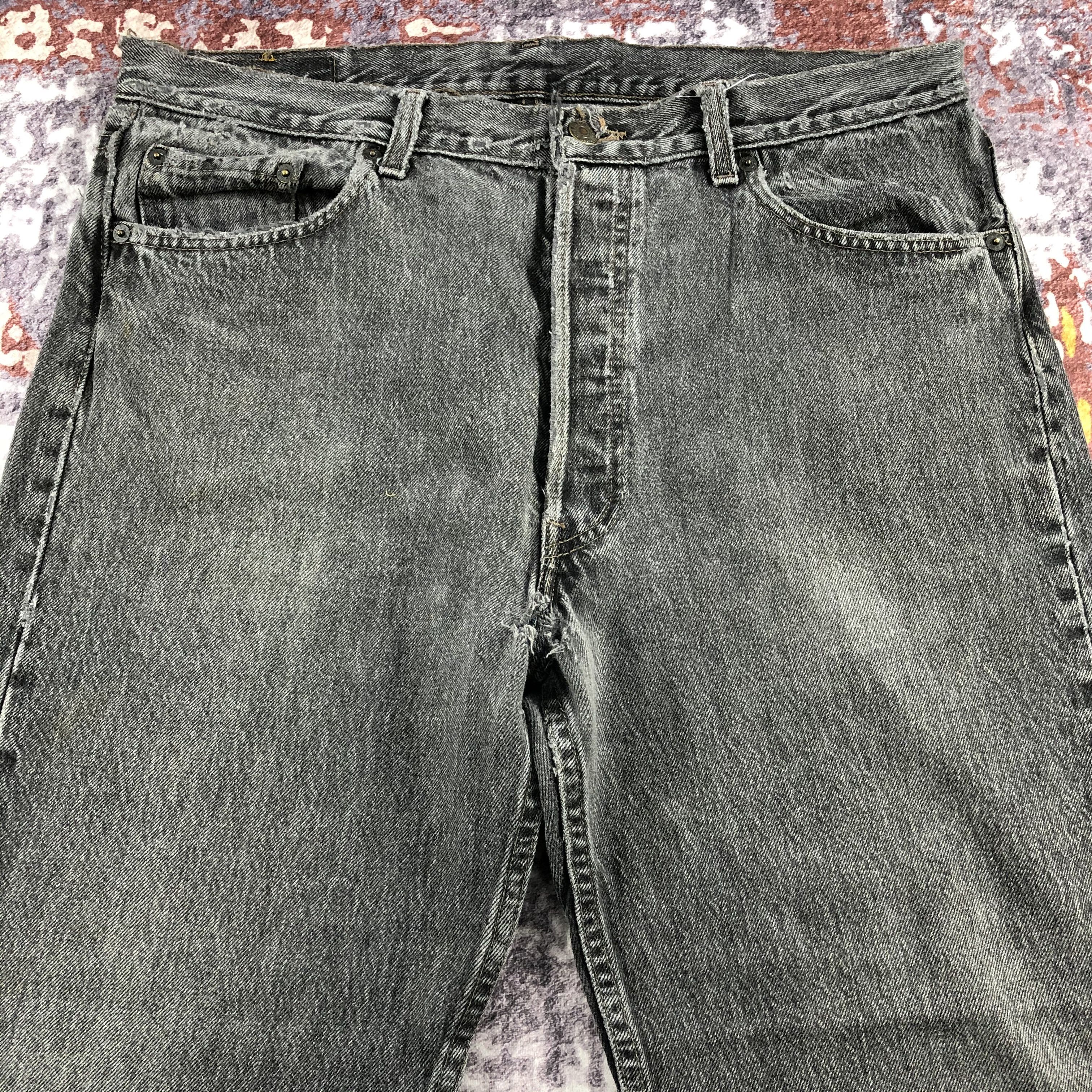 Levi's Vintage 90s Faded Black Levis 501 Jeans-JM2272 Size US 36 / EU 52 - 3 Thumbnail