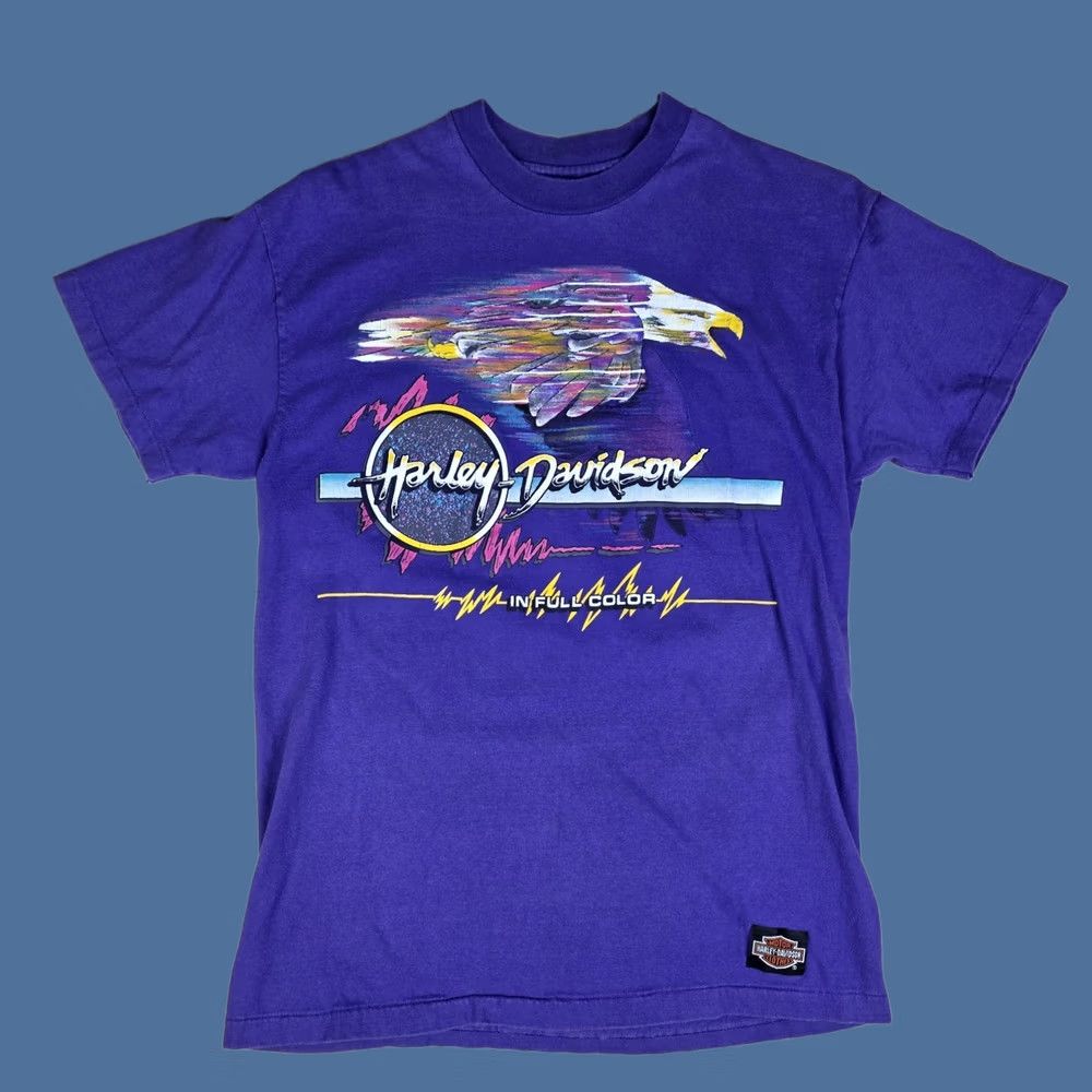 Hanes Harley Davidson In Full Color Single Stitch Shirt Purple Medium Mens T-Shirt Colorful Stitch Hanes Size US M / EU 48-50 / 2 - 1 Thumbnail