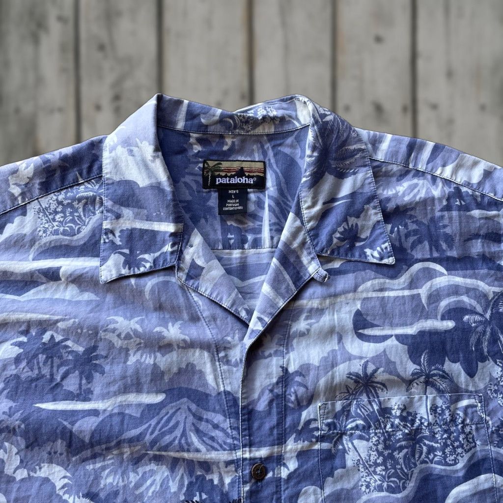 Patagonia VINTAGE Patagonia Shirt Mens Large Blue Button Up Pataloha Blue Loop Collar Hawaiian Floral Short Sleeve Cotton Button-Up Collared Beach Retro Size US L / EU 52-54 / 3 - 1 Thumbnail
