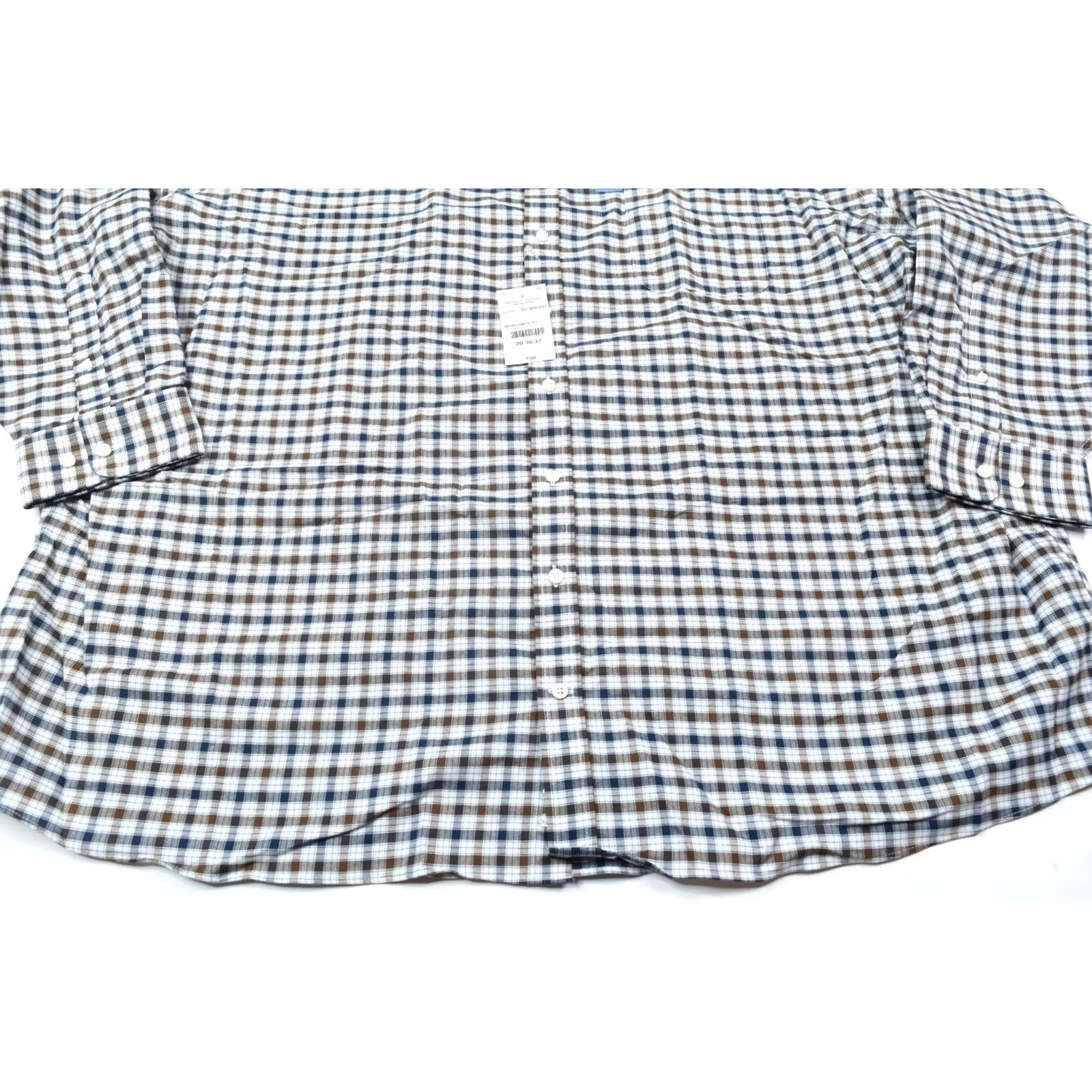 Stafford STAFFORD Travel Stretch Oxford Shirt Mens Big 20 Brown Blue Plaid Button-Down Size US XXL / EU 58 / 5 - 4 Thumbnail