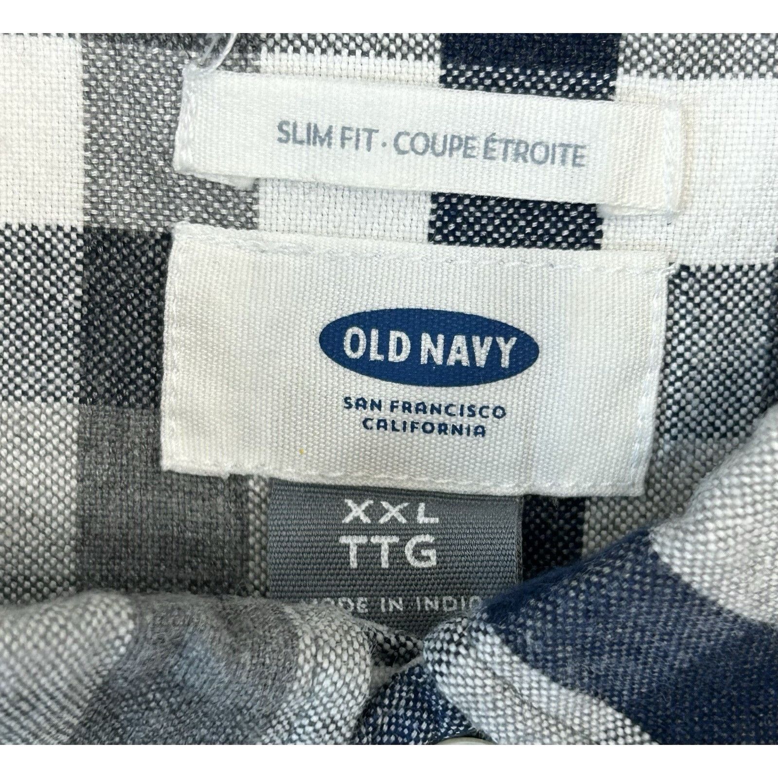 Old Navy Old Navy Men’s Gray Plaid Slim Fit The Classic Shirt XXL Size US XXL / EU 58 / 5 - 5 Thumbnail