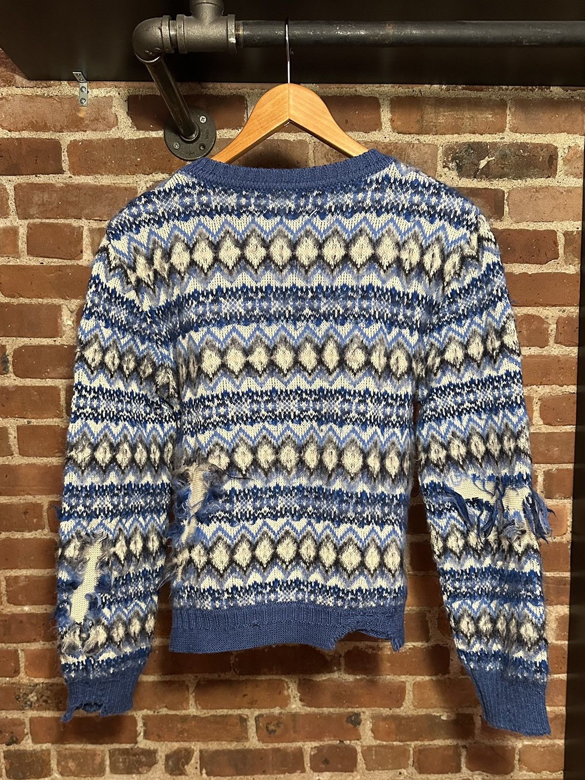 Maison Margiela FW/22 Fair Isle Wool distressed Sweater Size US L / EU 52-54 / 3 - 2 Thumbnail