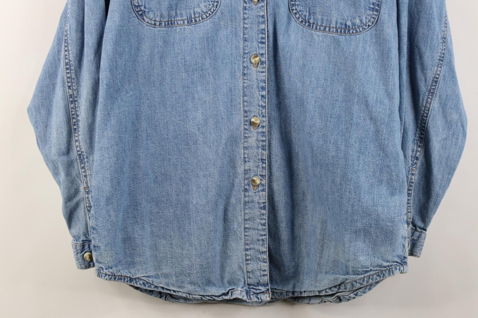 Vintage Vintage 90s Streetwear Collared Denim Jean Button Shirt Blue Size S / US 4 / IT 40 - 3 Thumbnail