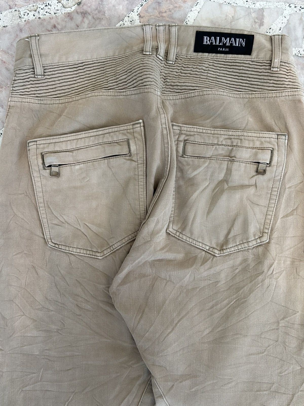 Balmain Balmain Biker Denim Pants Khaki Size US 33 - 11 Thumbnail
