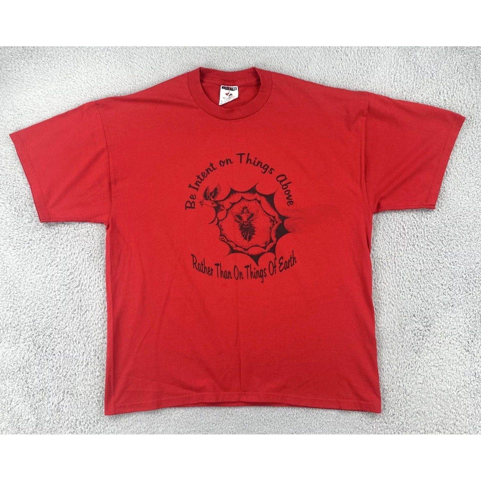 Jerzees VINTAGE Jerzees XL Red Shirt Archdiocese Of Santa Fe New Mexico 2002 Pilgrimage Shirt Mens I guess Size US XL / EU 56 / 4 - 2 Thumbnail
