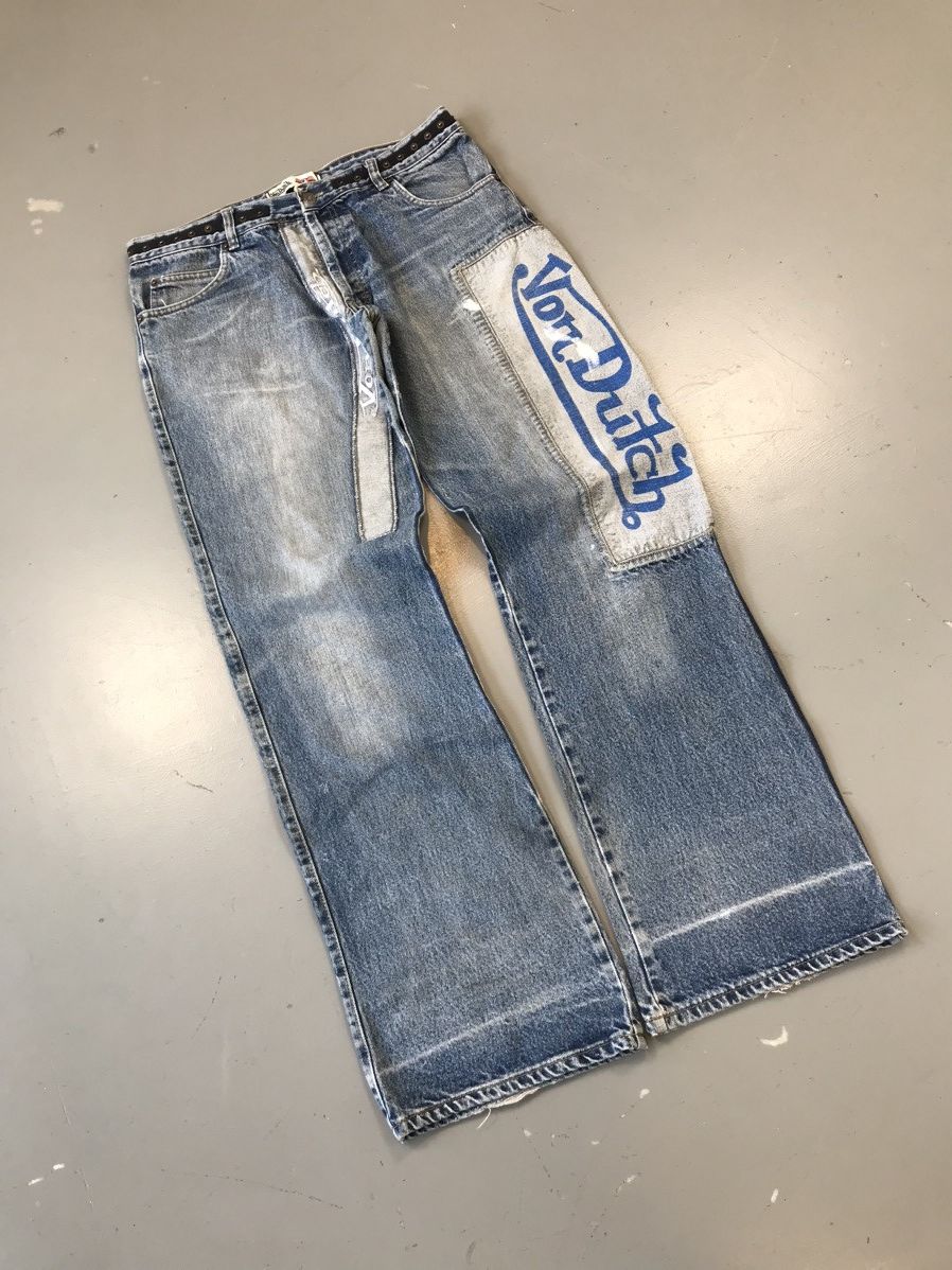 Vintage Super rare van Dutch 👀 printed spellout embroidered denim Size US 35 - 2 Thumbnail