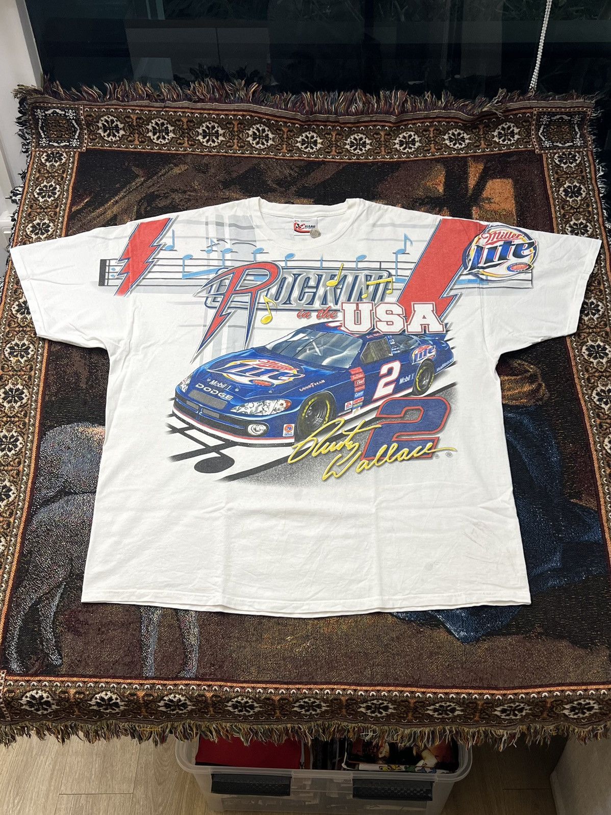 NASCAR Vintage NASCAR Rusty Wallace Rockin' USA AOP Tee Size US XXL / EU 58 / 5 - 2 Thumbnail