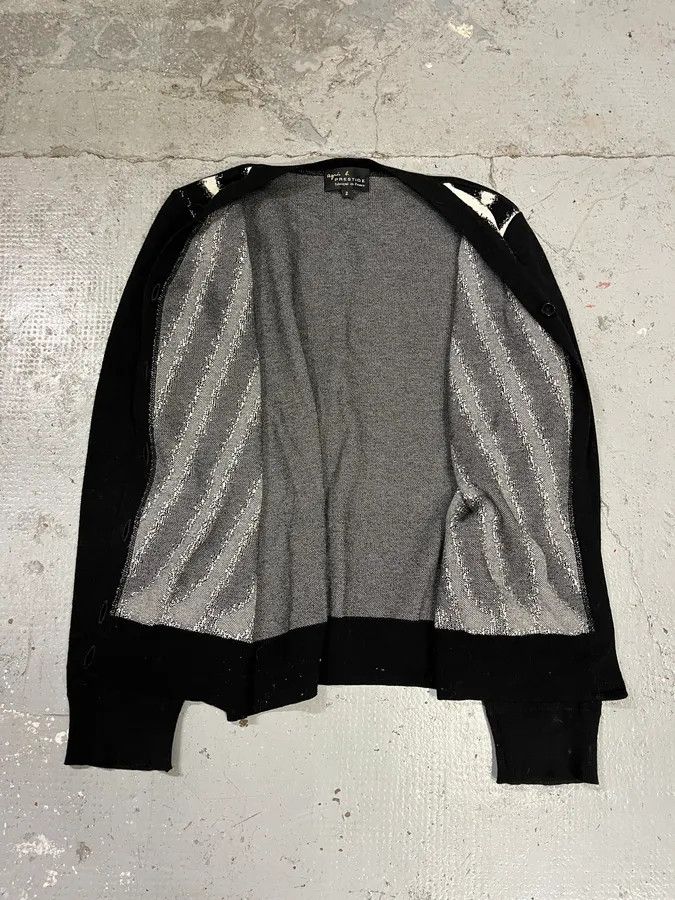agnes b. Agnes B Black & White Striped Contemporary Cardigan Size S / US 4 / IT 40 - 6 Thumbnail