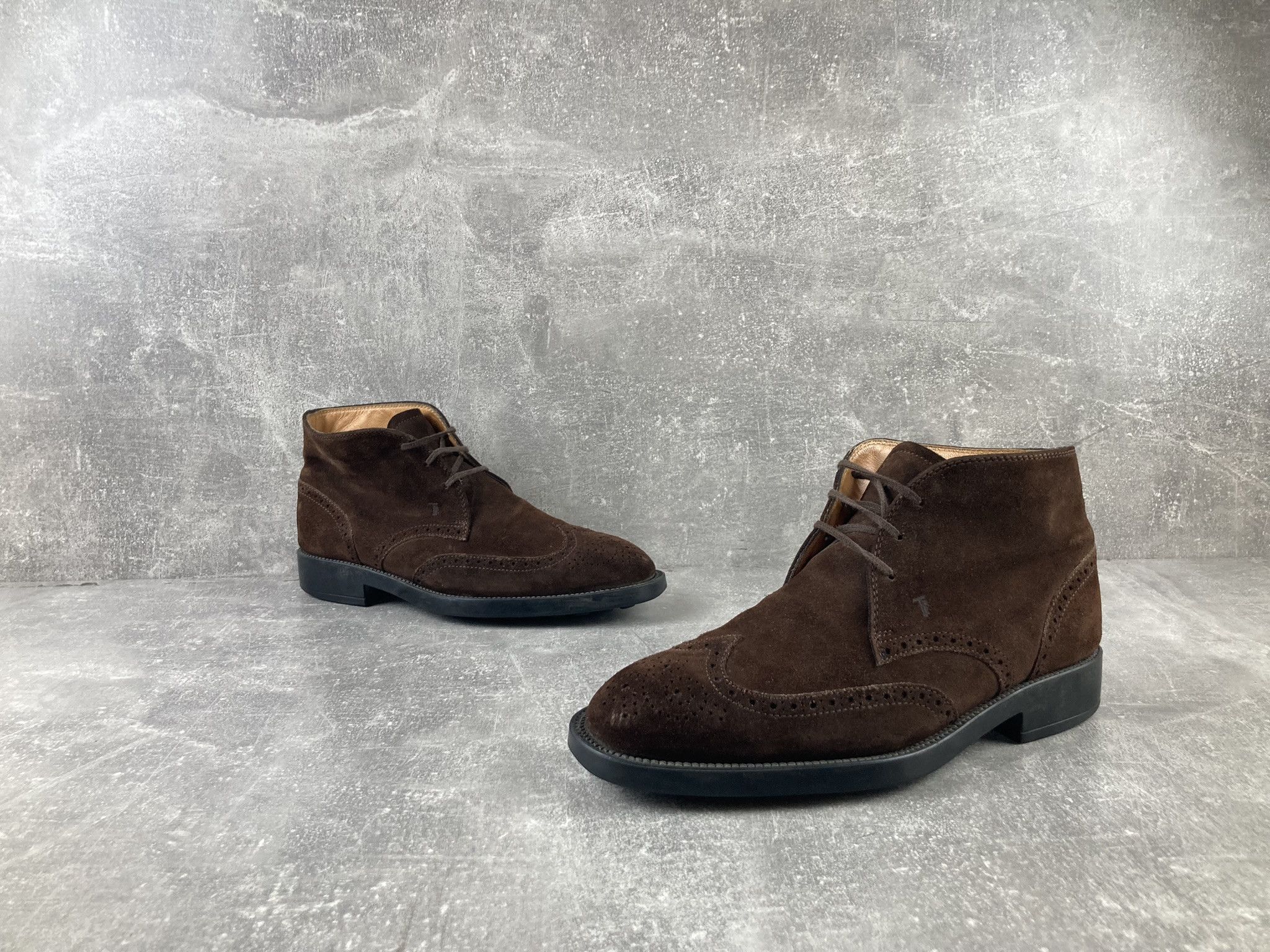 Tod's Vintage Tods brown suede brogue derby western boots Size US 7.5 / EU 40-41 - 4 Thumbnail