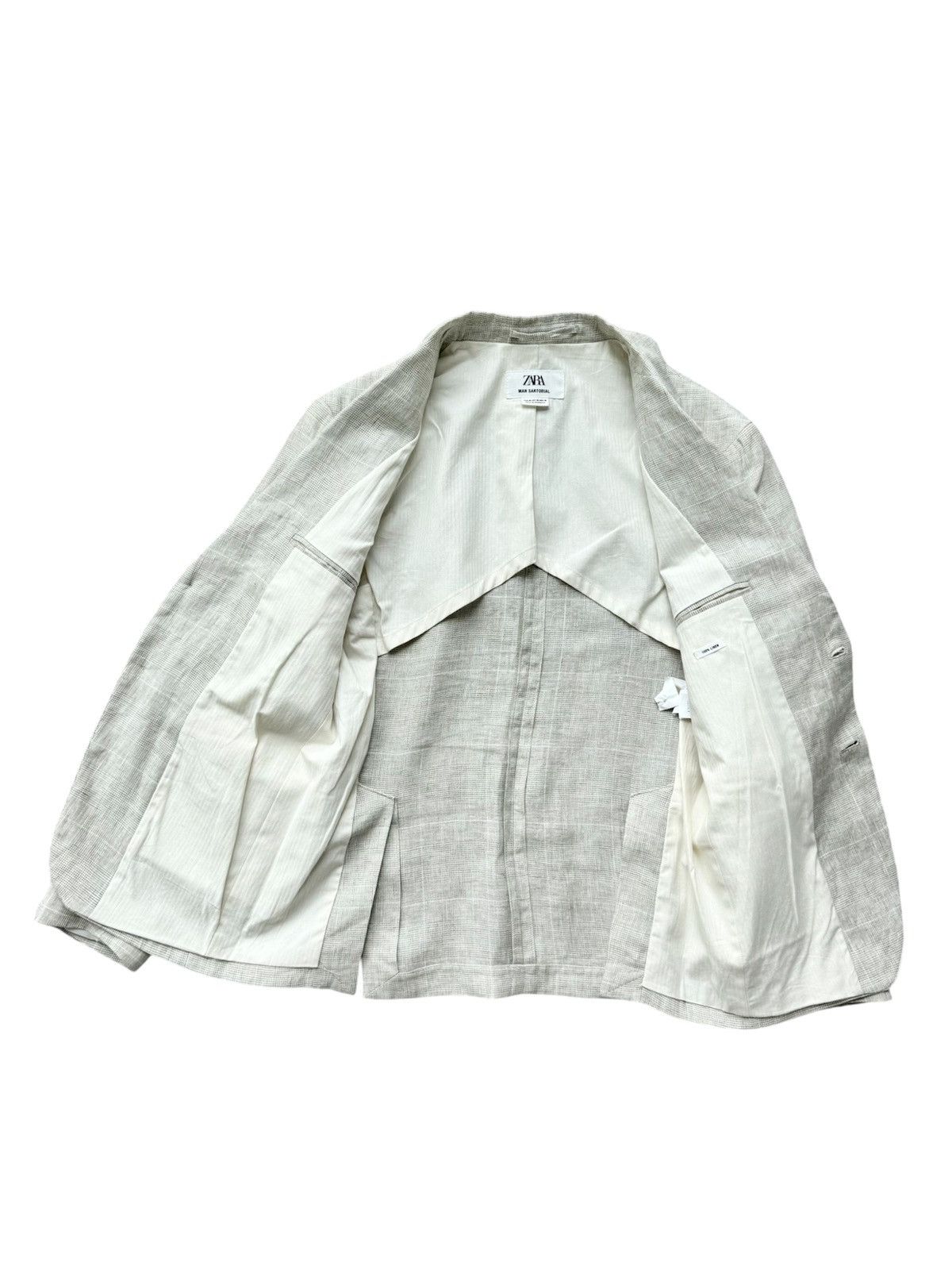 Zara Zara Man Sartorial 100% Linen Blazer, Beige - Size 36 Size 36R - 4 Thumbnail