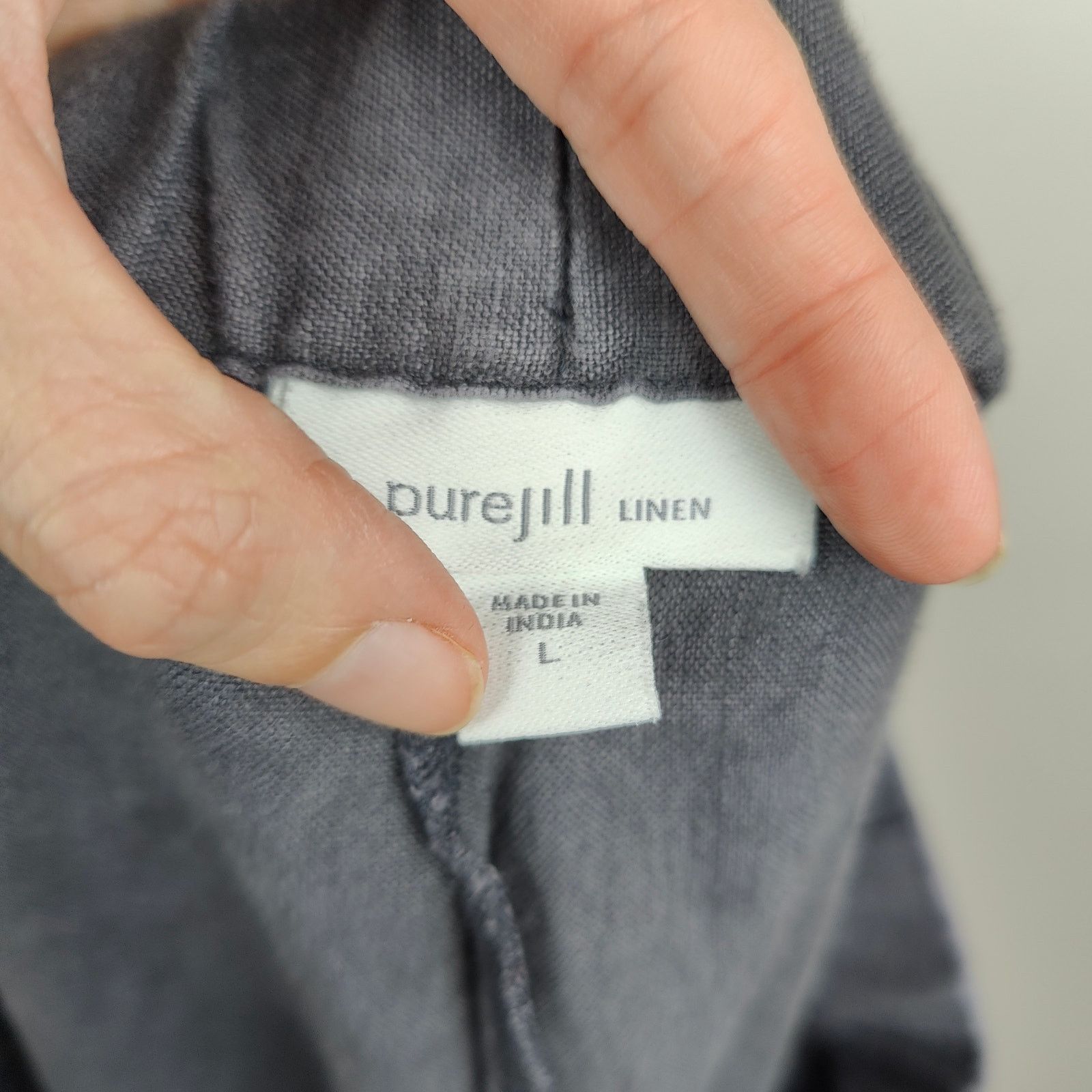 Other J Jill Linen Pants Women Large Gray Roll Cuff Pull On Size 29" - 1 Thumbnail