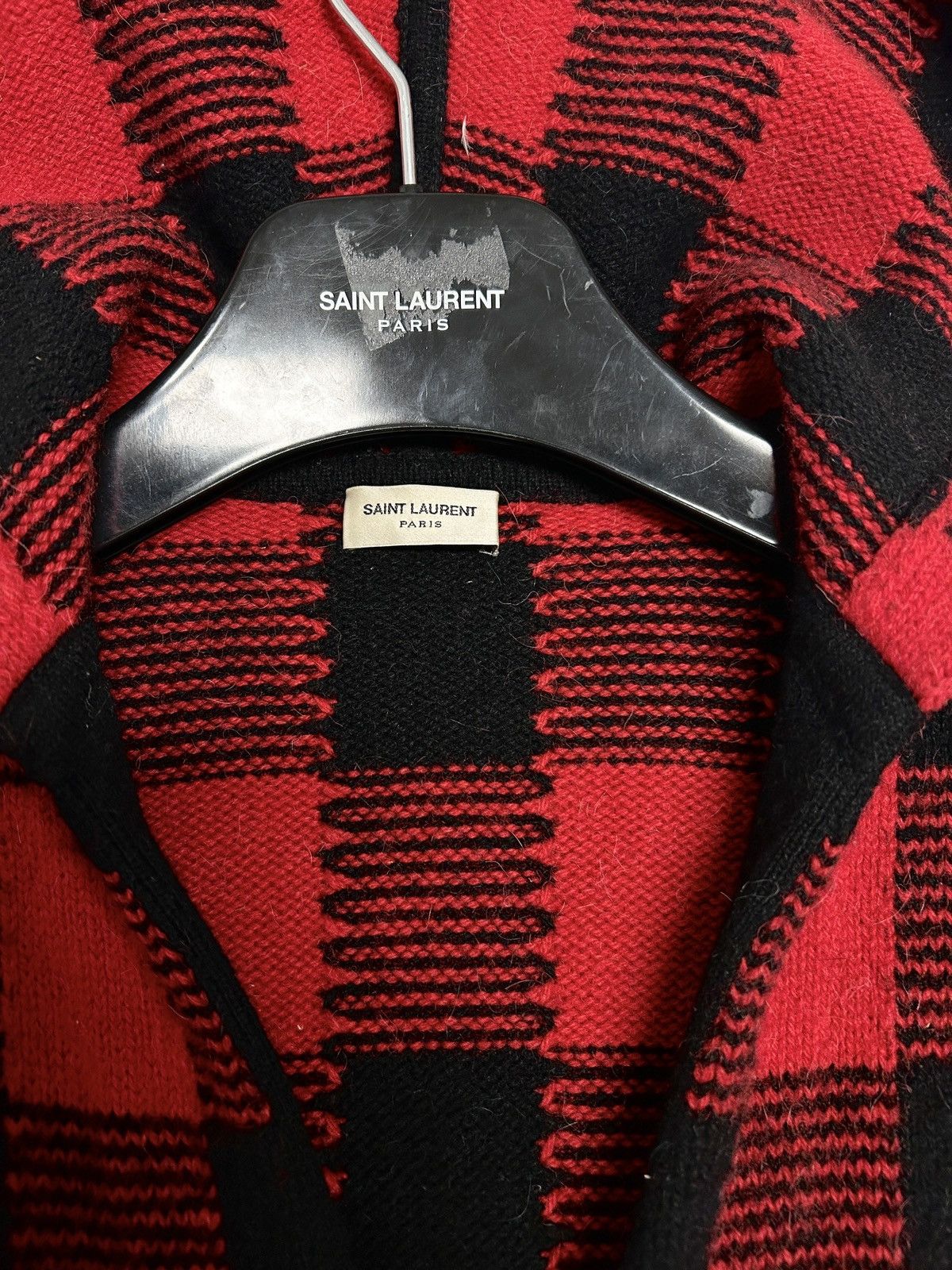 Saint Laurent Paris FW2014 Leather Patch Plaid Wool Cardigan Size US M / EU 48-50 / 2 - 5 Thumbnail