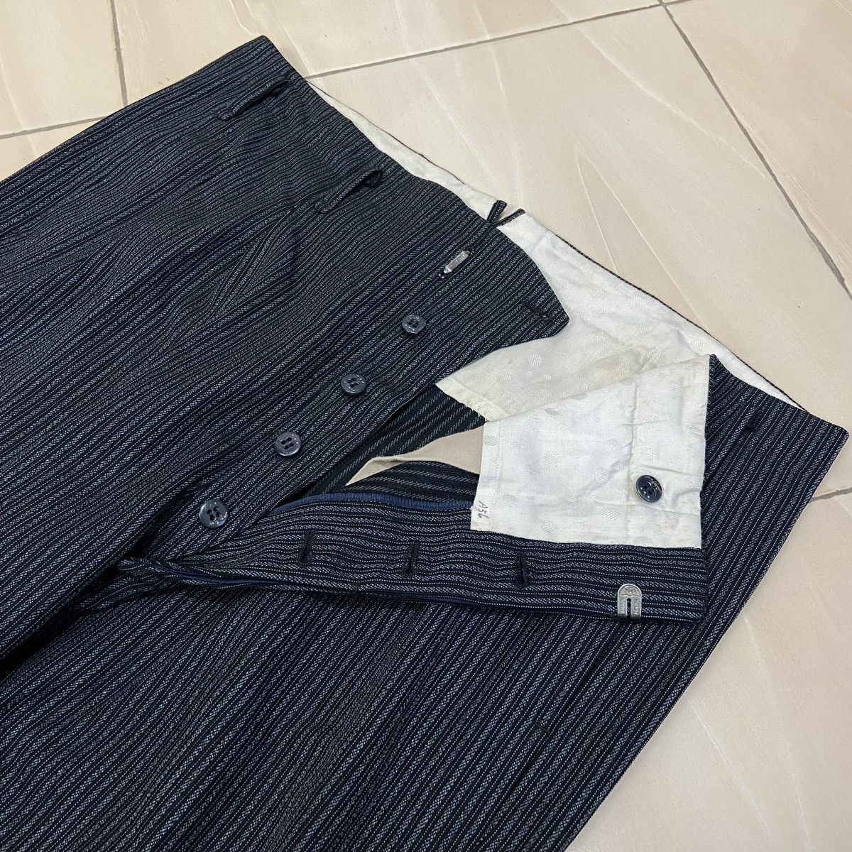 Japanese Brand 50s Heavyweight Wool Double Pleated Japan Tailored Trousers Size US 37 - 3 Thumbnail