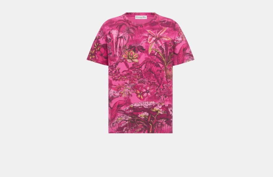 Dior o1w1db10824 Cotton Jersey T-Shirt in Fuchsia Size L / US 10 / IT 46 - 1 Thumbnail