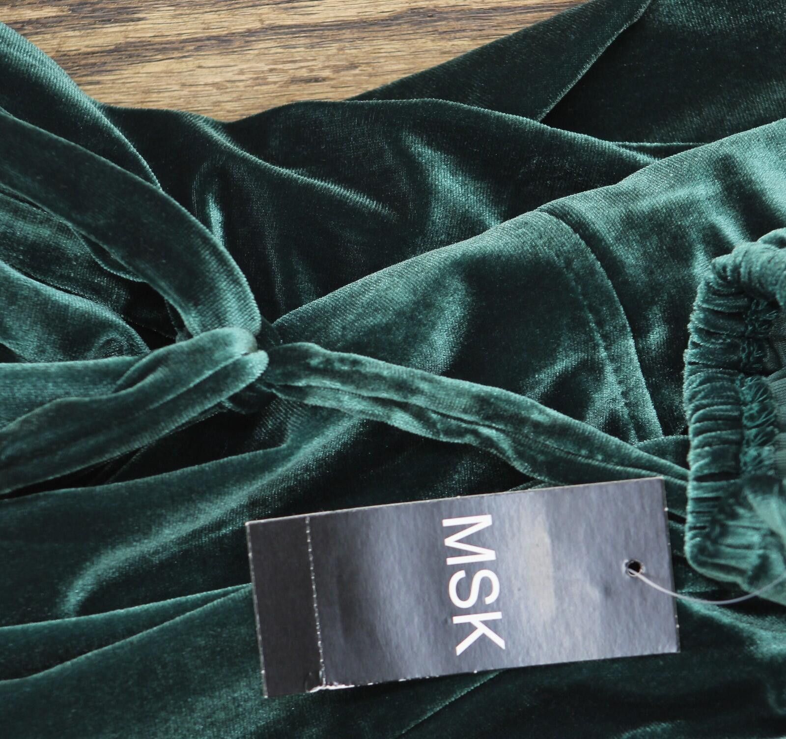 Other Nwt Msk Waist Stretch Velvet Shift Dress Emerald Green L Size L / US 10 / IT 46 - 3 Thumbnail