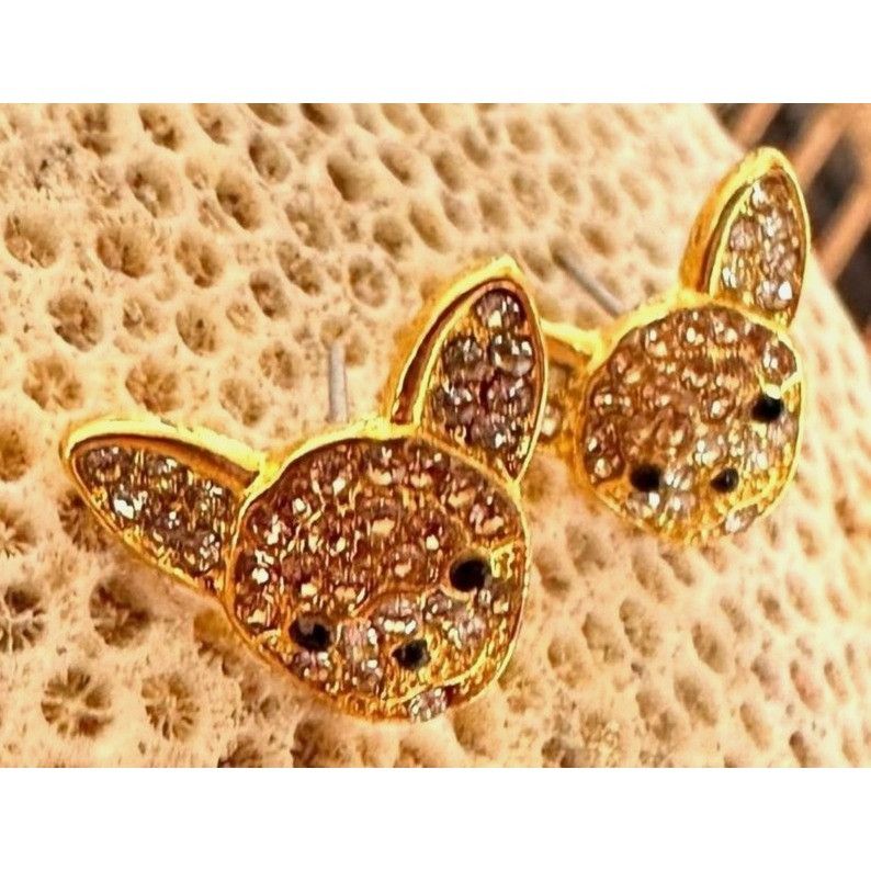 Handmade Chihuahua Earrings New Rhinestones Stainless Steel Posts Dog Size ONE SIZE - 4 Thumbnail